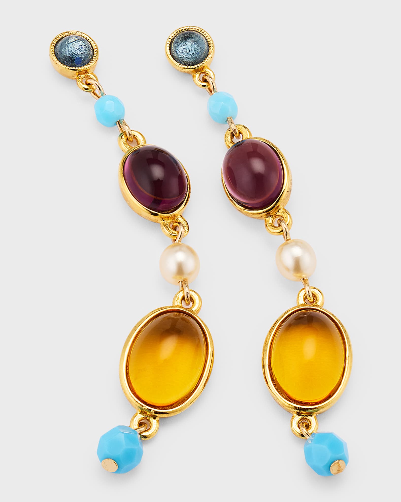 Ben-Amun Gold Post Earrings with Multi-Stone Drops | Neiman Ben-Amun Gold Post Earrings with Multi-Stone Drops | Neiman
