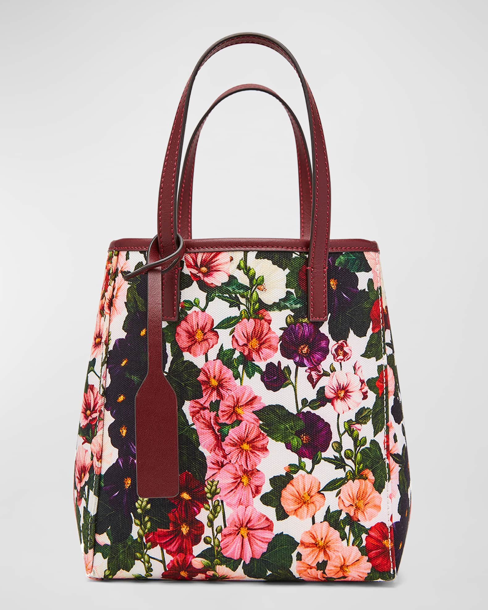 Oscar de la Renta Square Small Hollyhock-Print Tote Bag