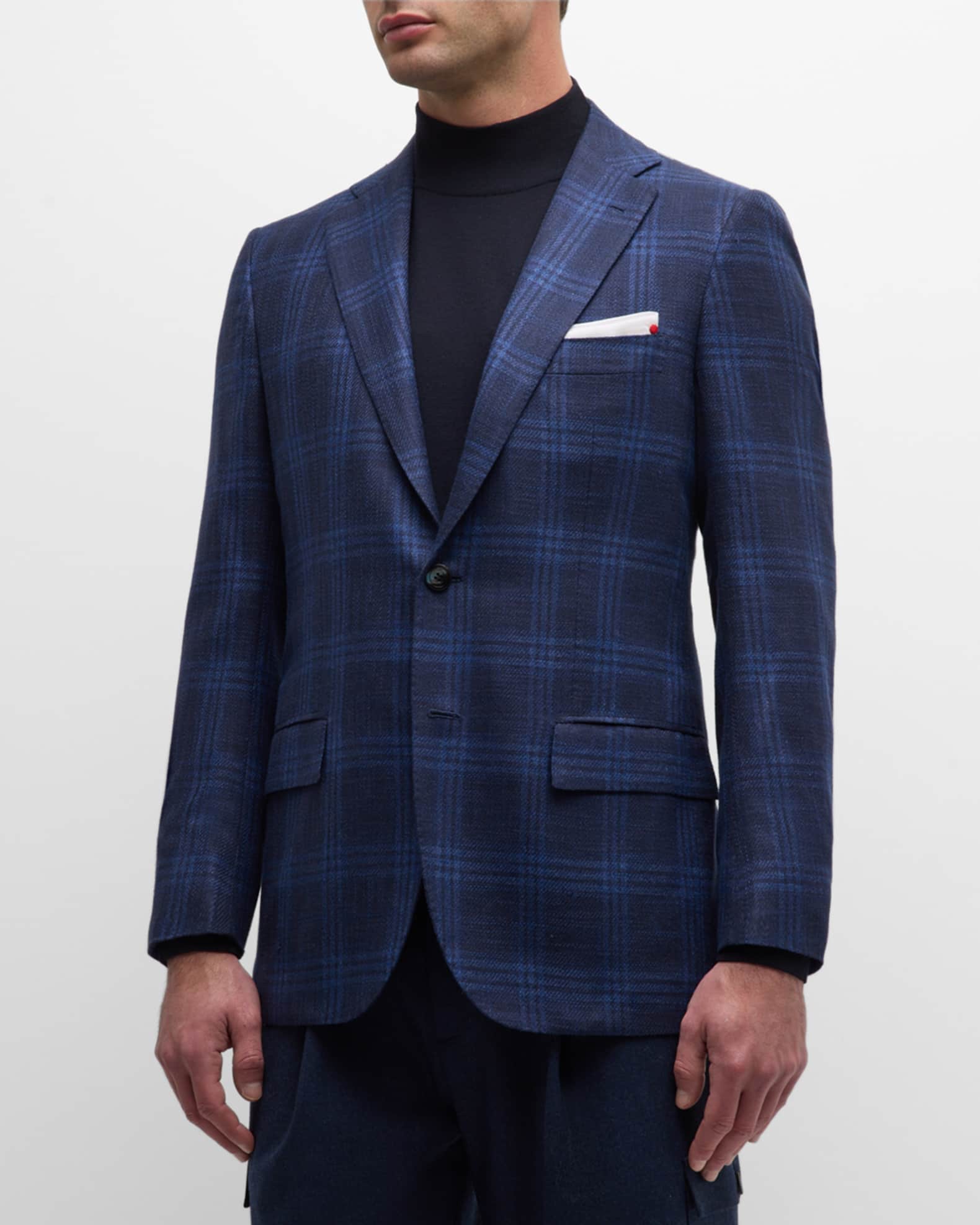Kiton Men s Plaid Silk Blend Sport Coat Neiman Marcus
