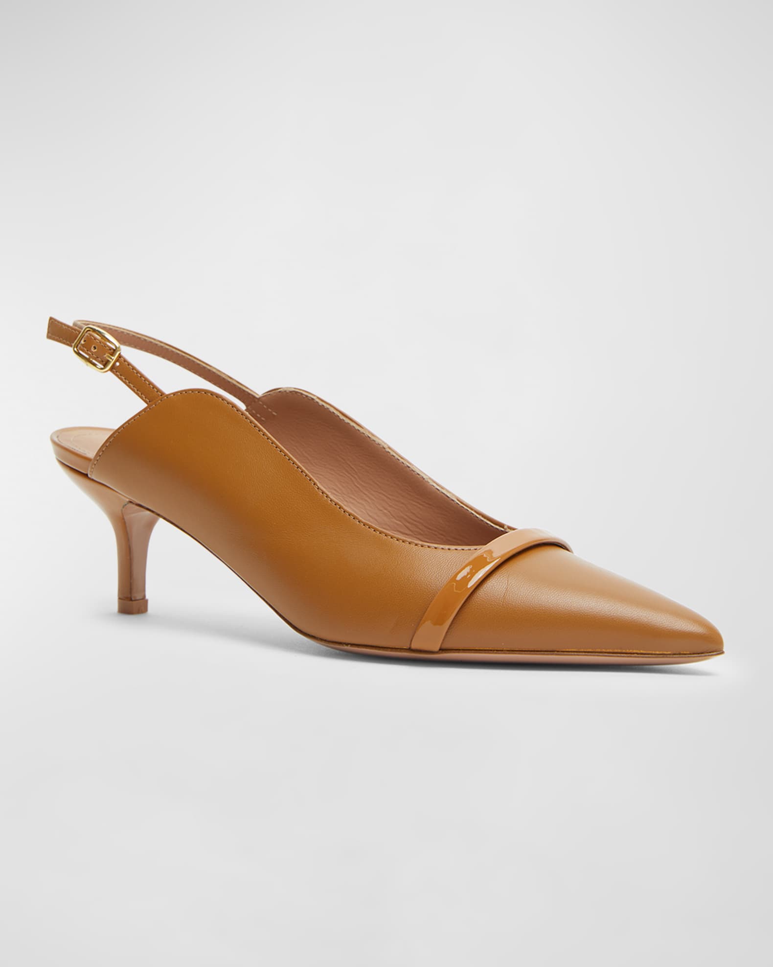 Malone Souliers Marion Leather Kitten-Heel Slingback Pumps Malone Souliers Marion Leather Kitten-Heel Slingback Pumps