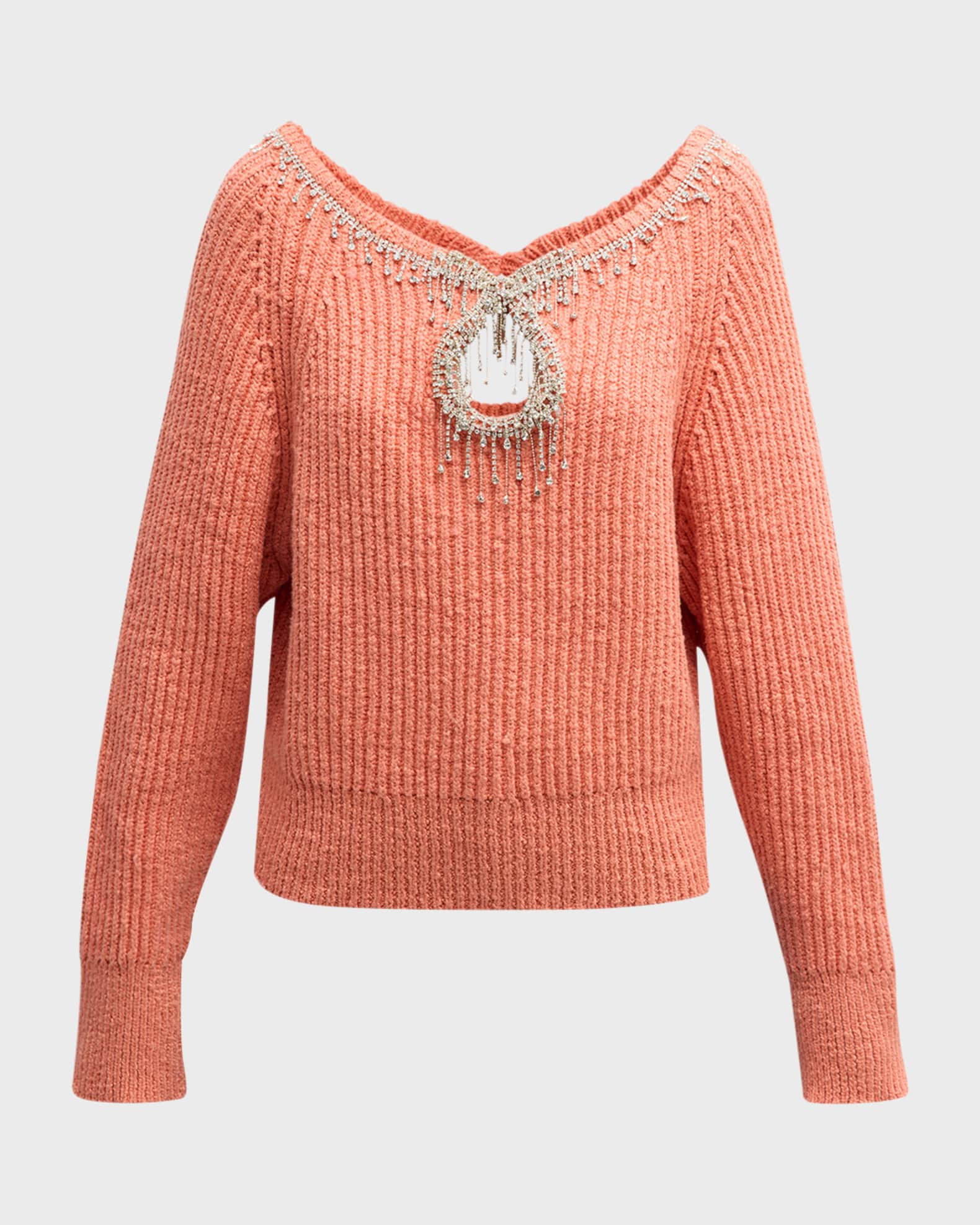 Hellessy Blair Crystal Cutout Rib Sweater Neiman Marcus