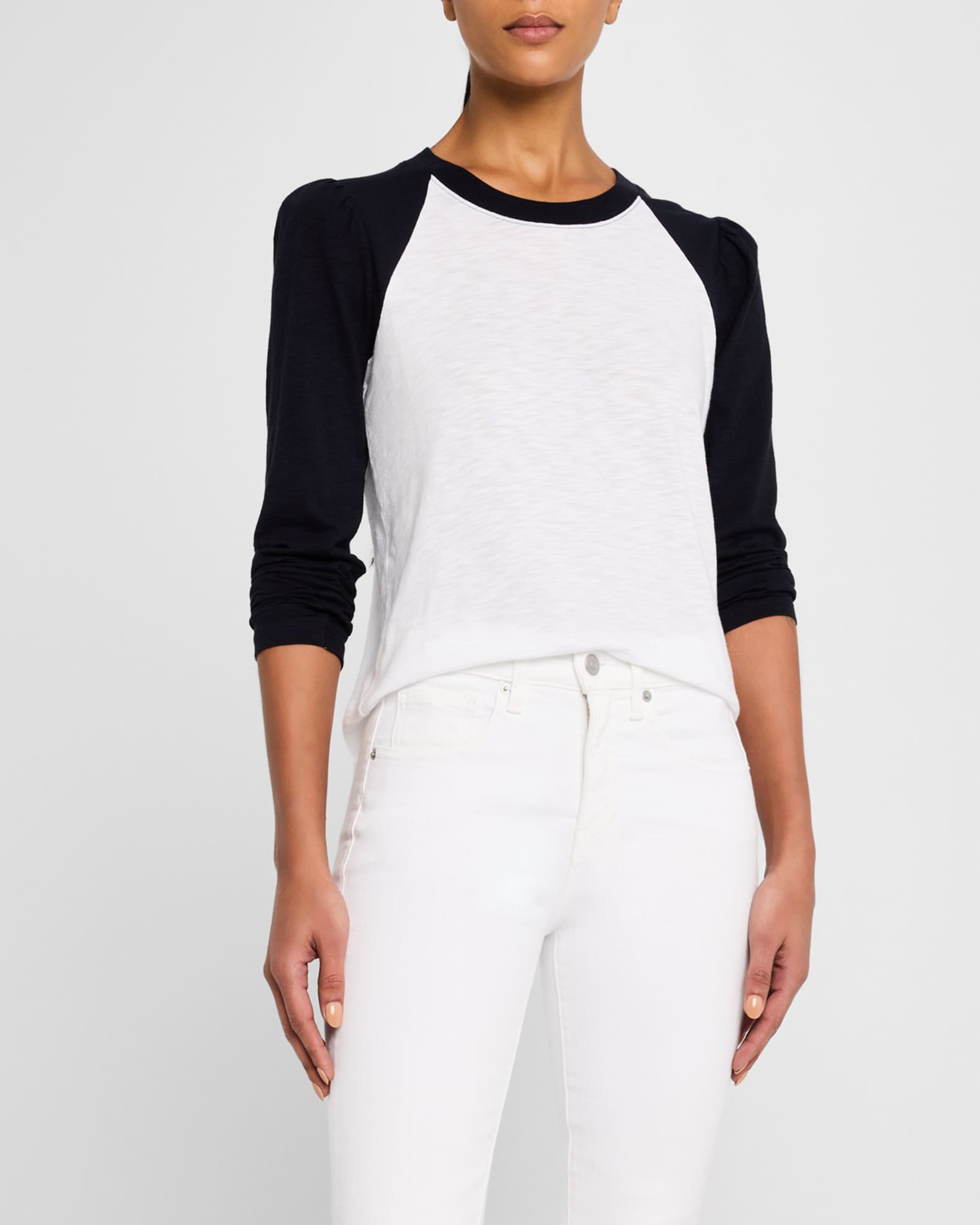 Veronica Beard Mason Long-Sleeve Baseball Tee | Neiman Marcus