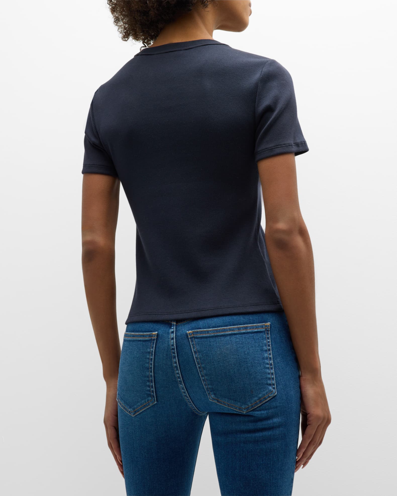 Veronica Beard Jeans Draya Classic Short-Sleeve Tee | Neiman Marcus