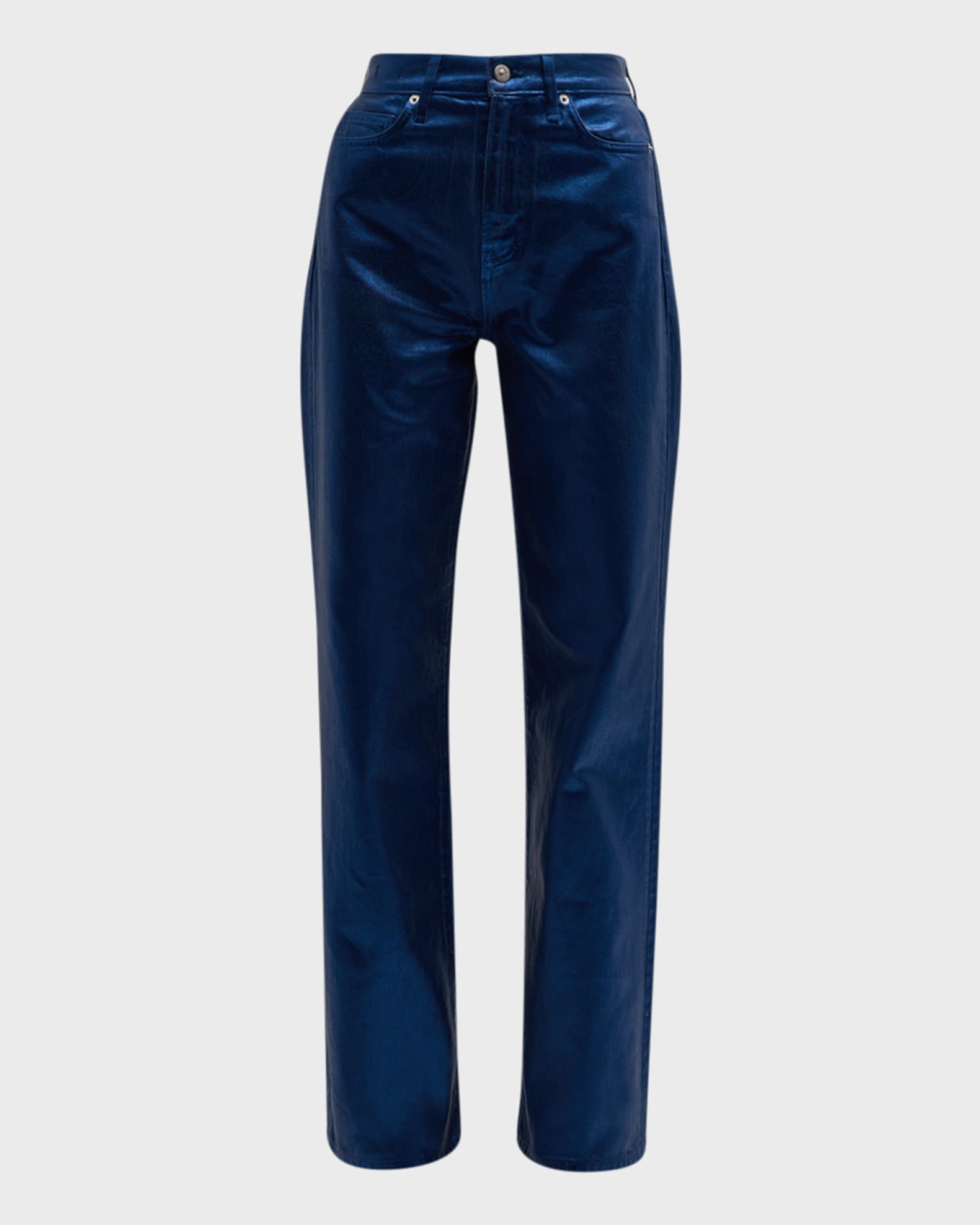 Veronica Beard Dylan High Rise Straight-Leg Coated Jeans | Neiman Marcus