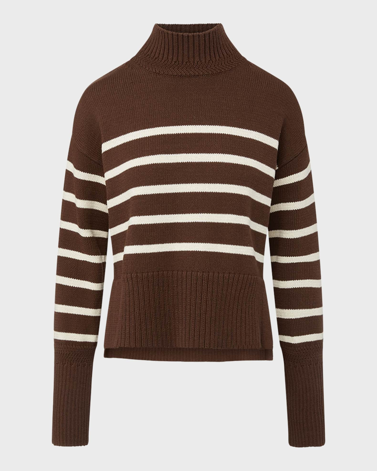 Veronica Beard Viori Stripe Wool Blend Mock Neck Sweater