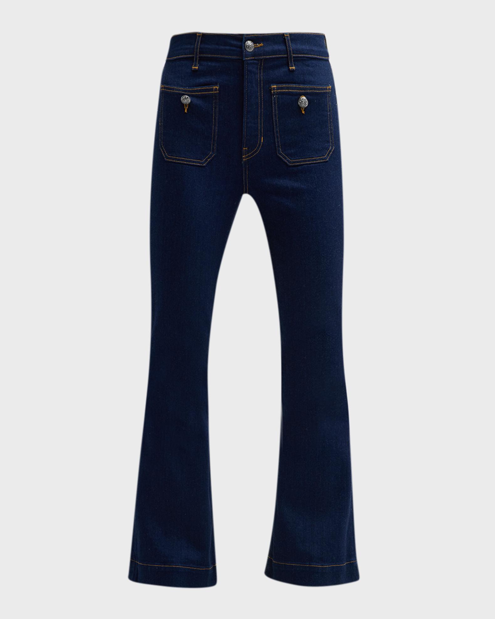 Veronica Beard Carson High Rise Ankle Flare Jeans with Patch 