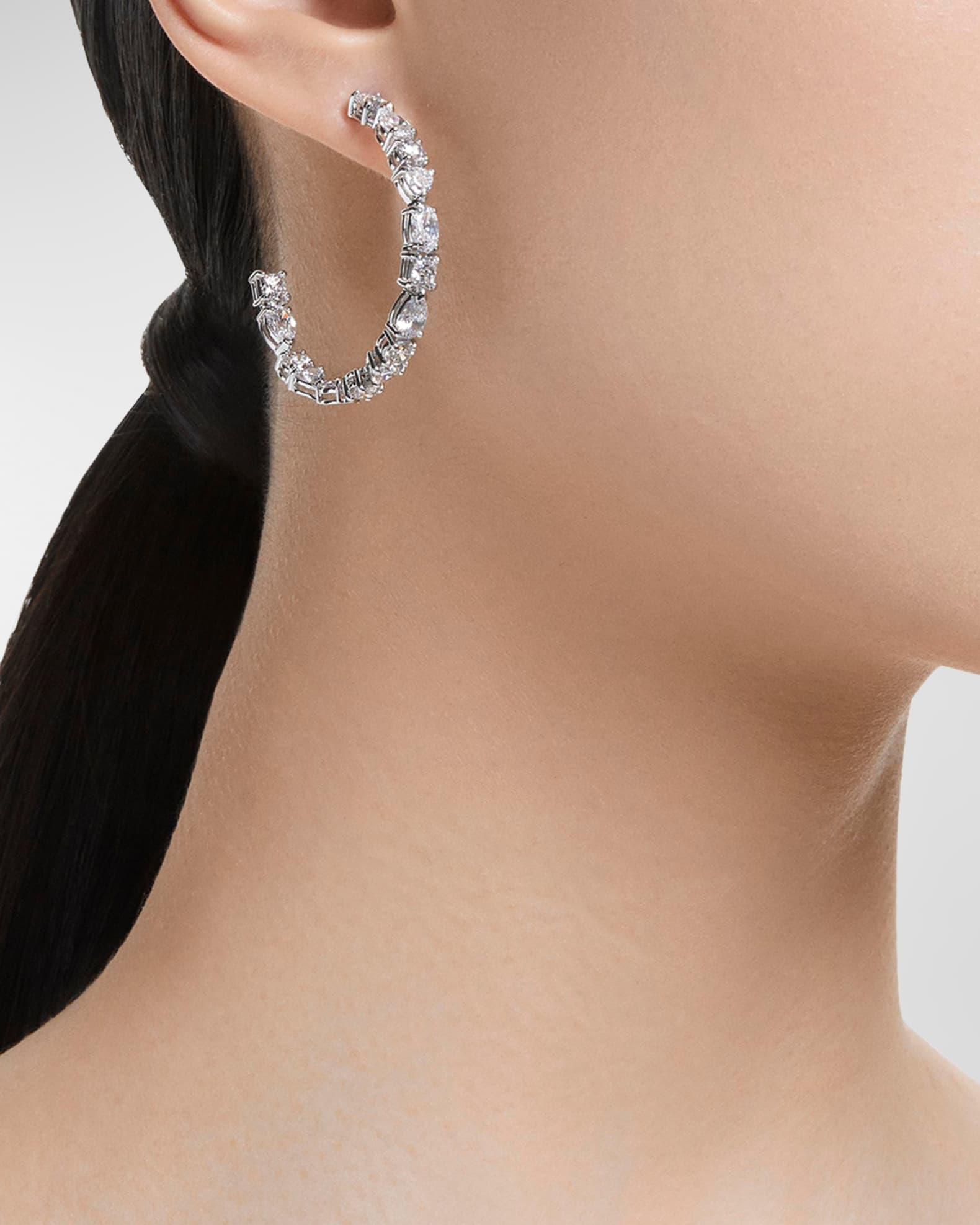 Swarovski black hoop earrings clearance