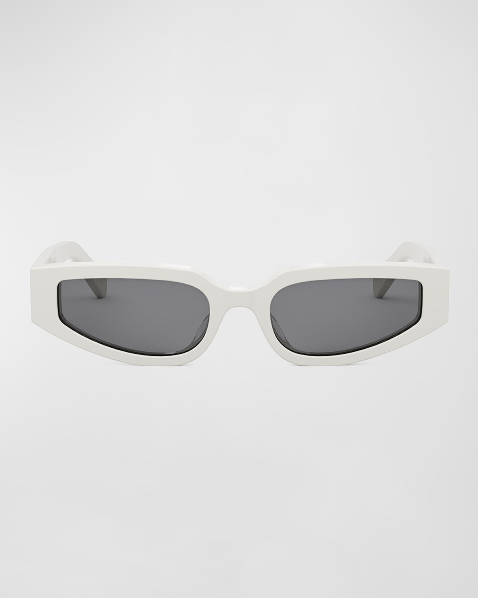Celine Triomphe Sleek White Acetate Cat-Eye Sunglasses | Neiman Marcus