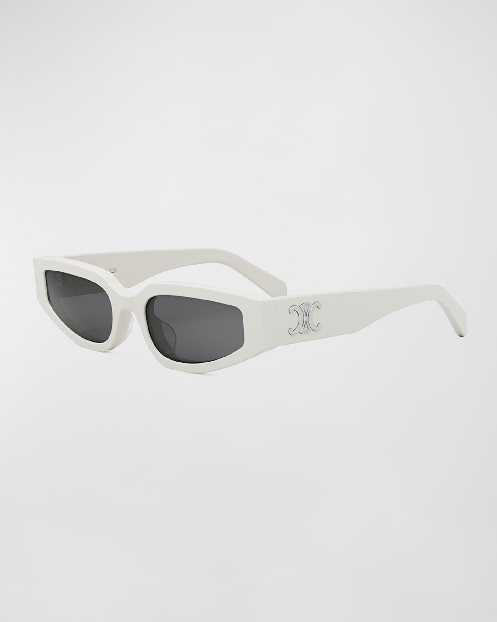 Celine Triomphe Sleek White Acetate Cat-Eye Sunglasses