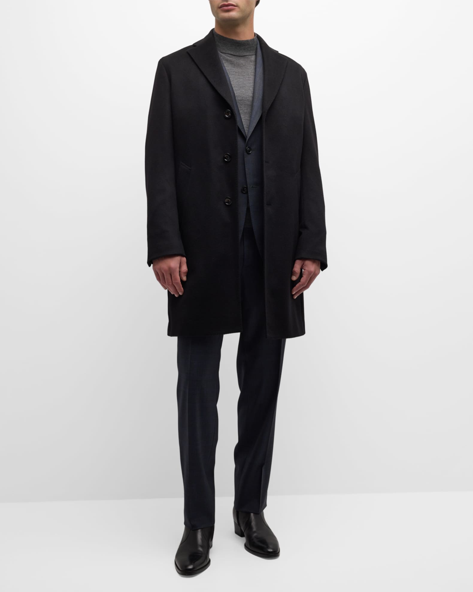 Neiman Marcus Men's Solid Cashmere Topcoat | Neiman Marcus