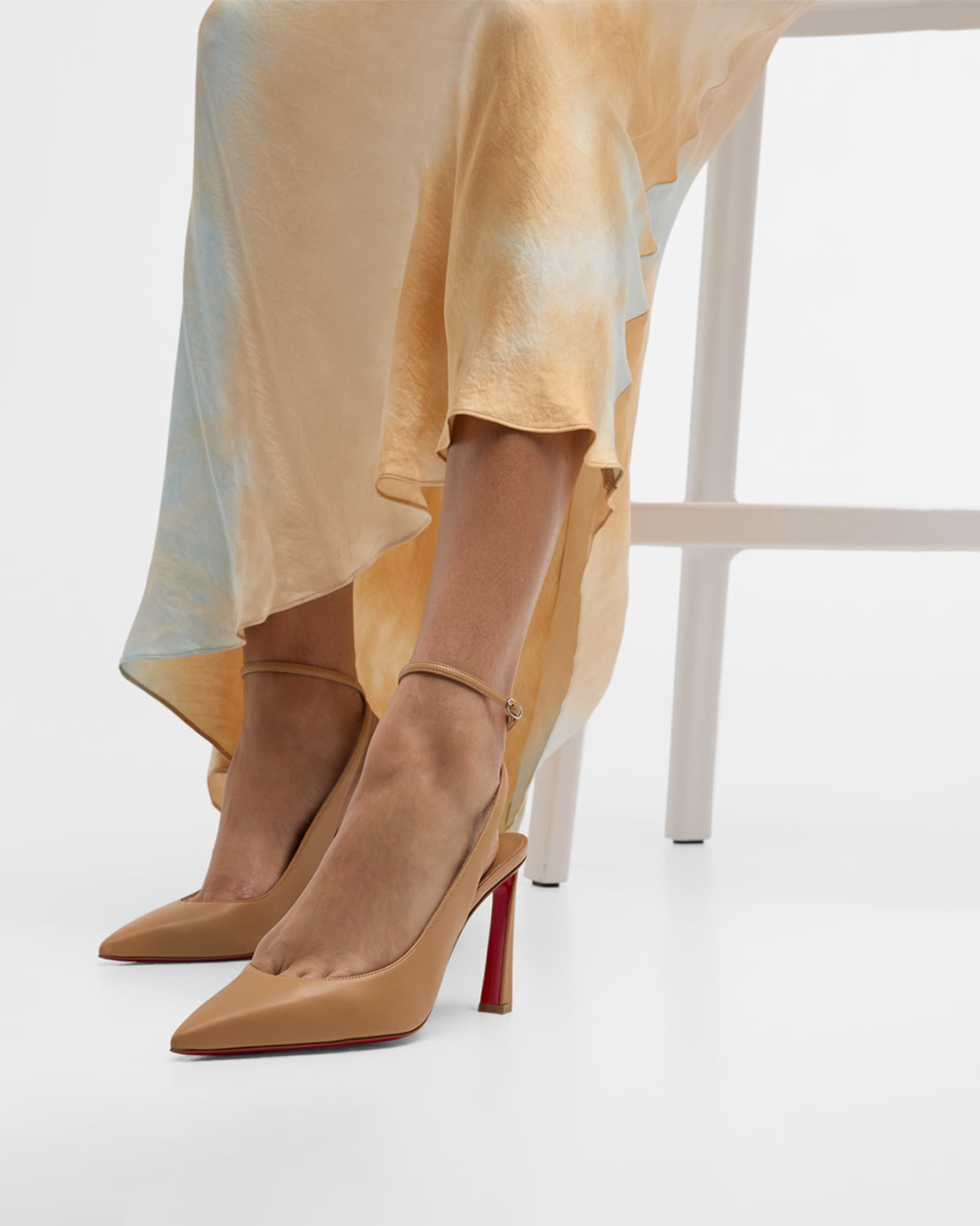 Condora Leather Red Sole Ankle Strap Pumps