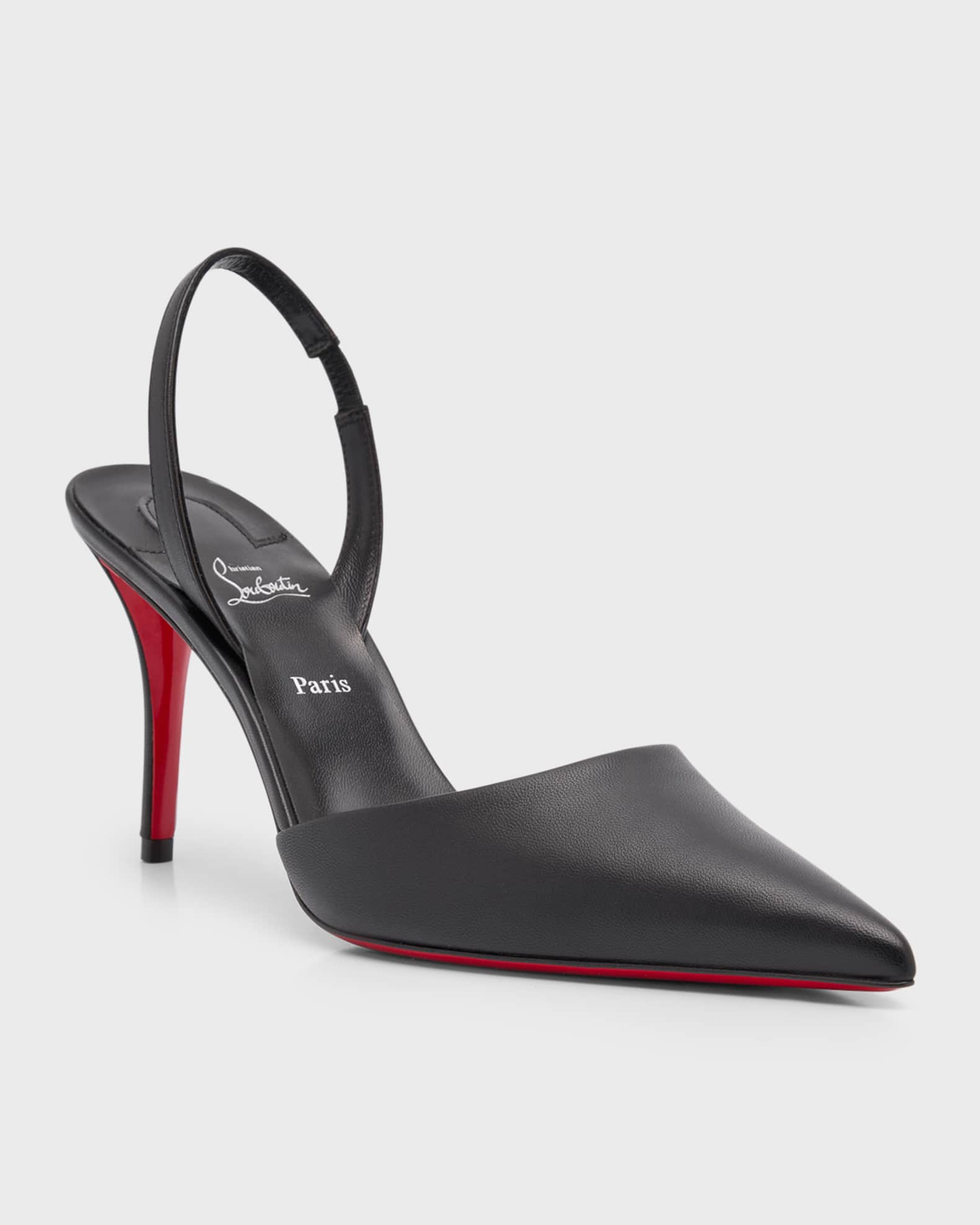 Christian Louboutin Apostropha Leather Slingback Red Sole Pumps Neiman Marcus