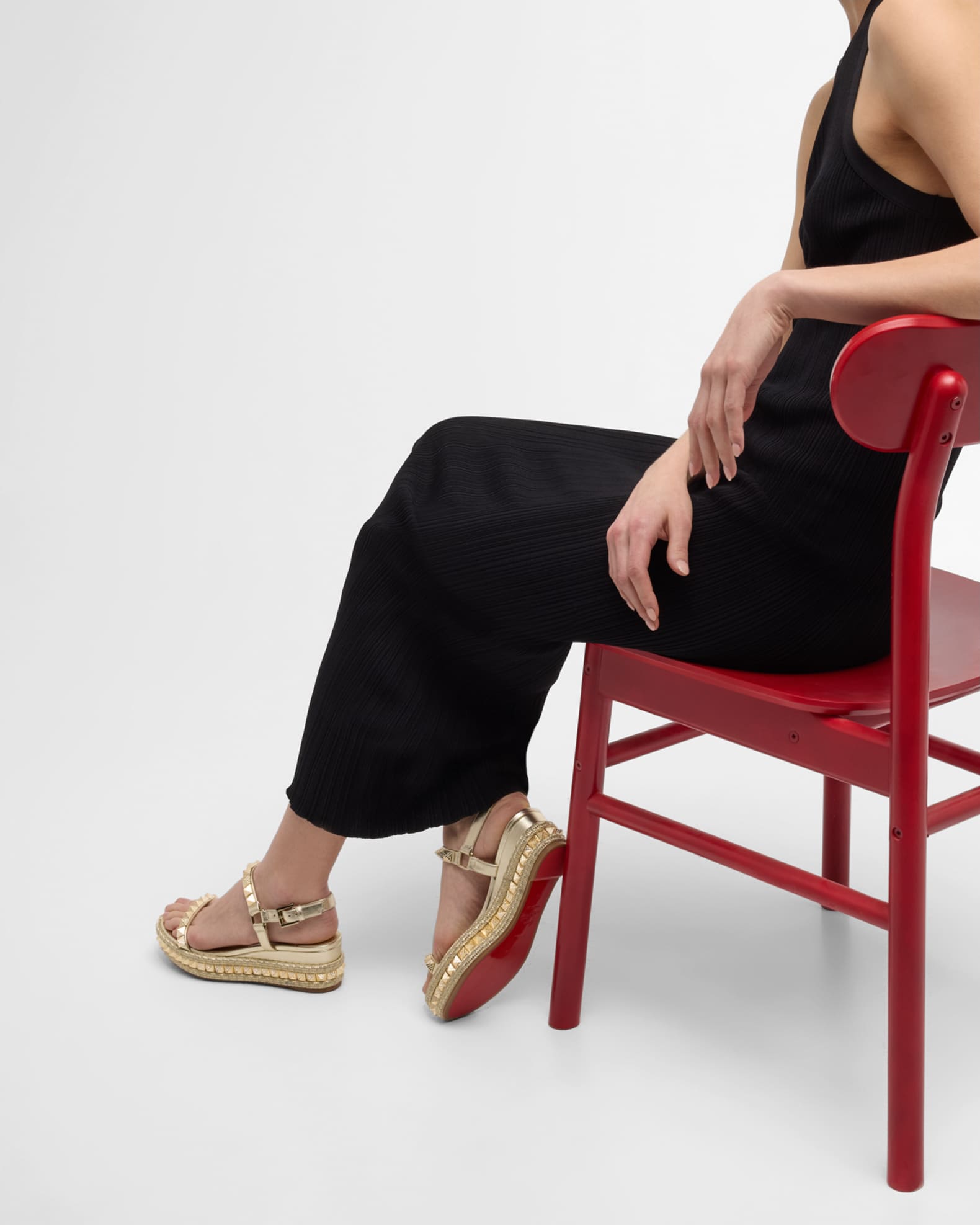 Pyraclou Metallic Spike Red Sole Wedge Sandals