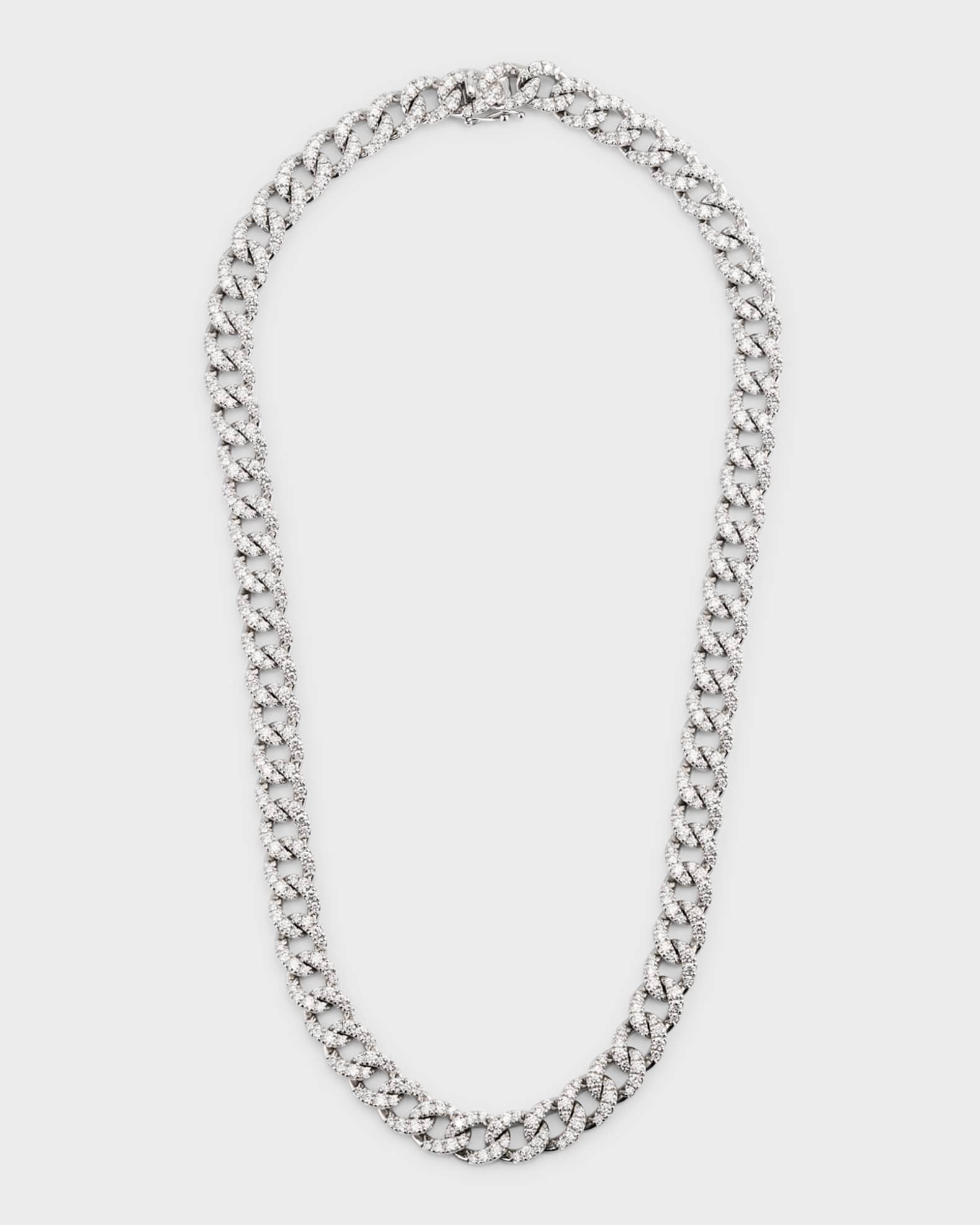 18K White Gold Groumette Necklace with Diamonds 0