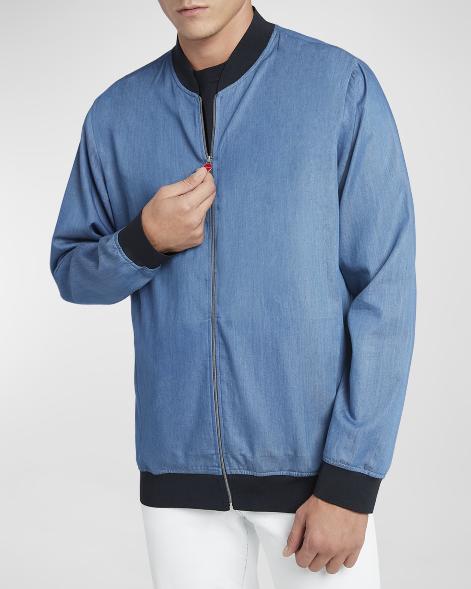 Kiton Men s Blouson Chambray Bomber Jacket Neiman Marcus