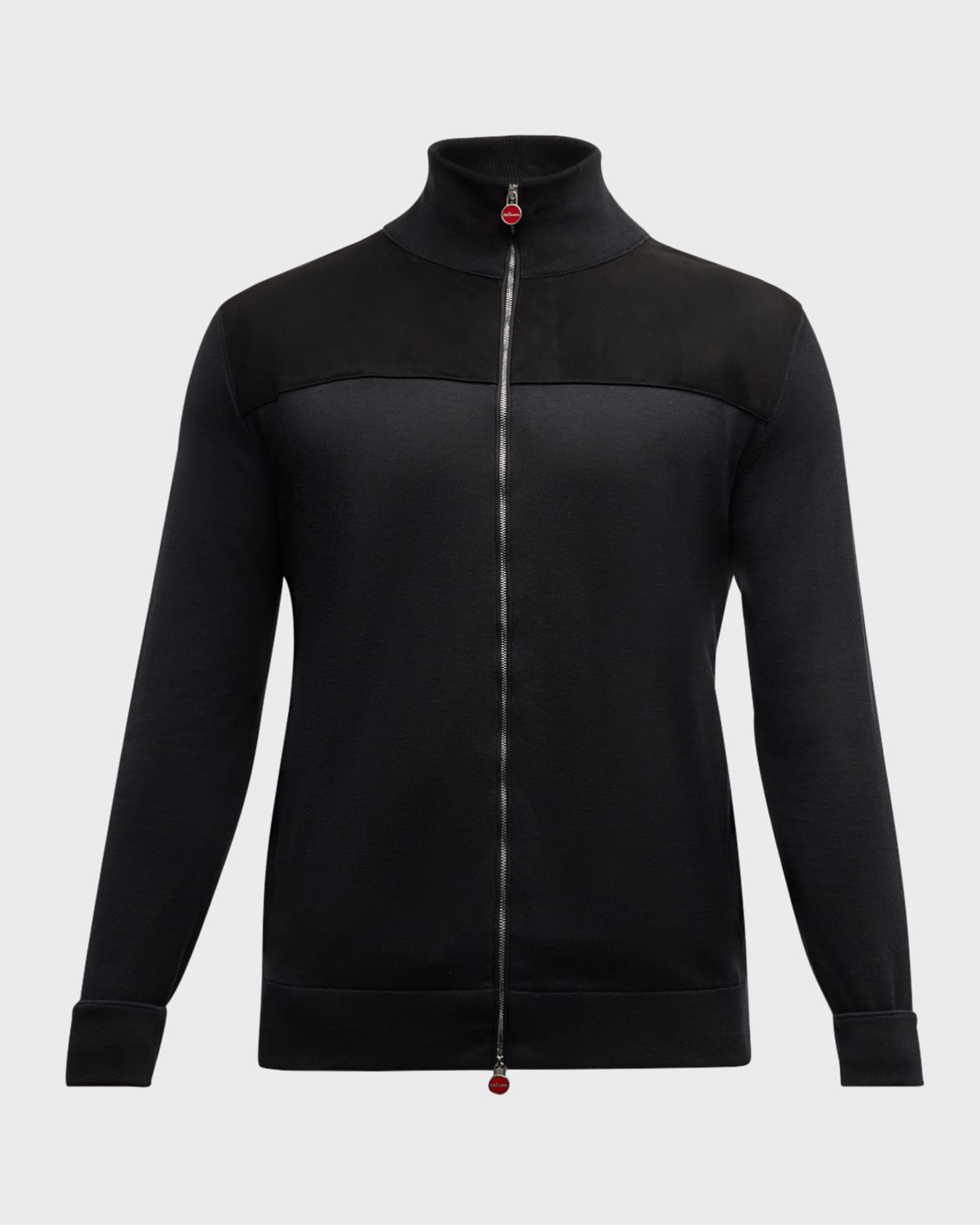 Kiton Men's Silk, Cotton and Suede Full-Zip Sweater