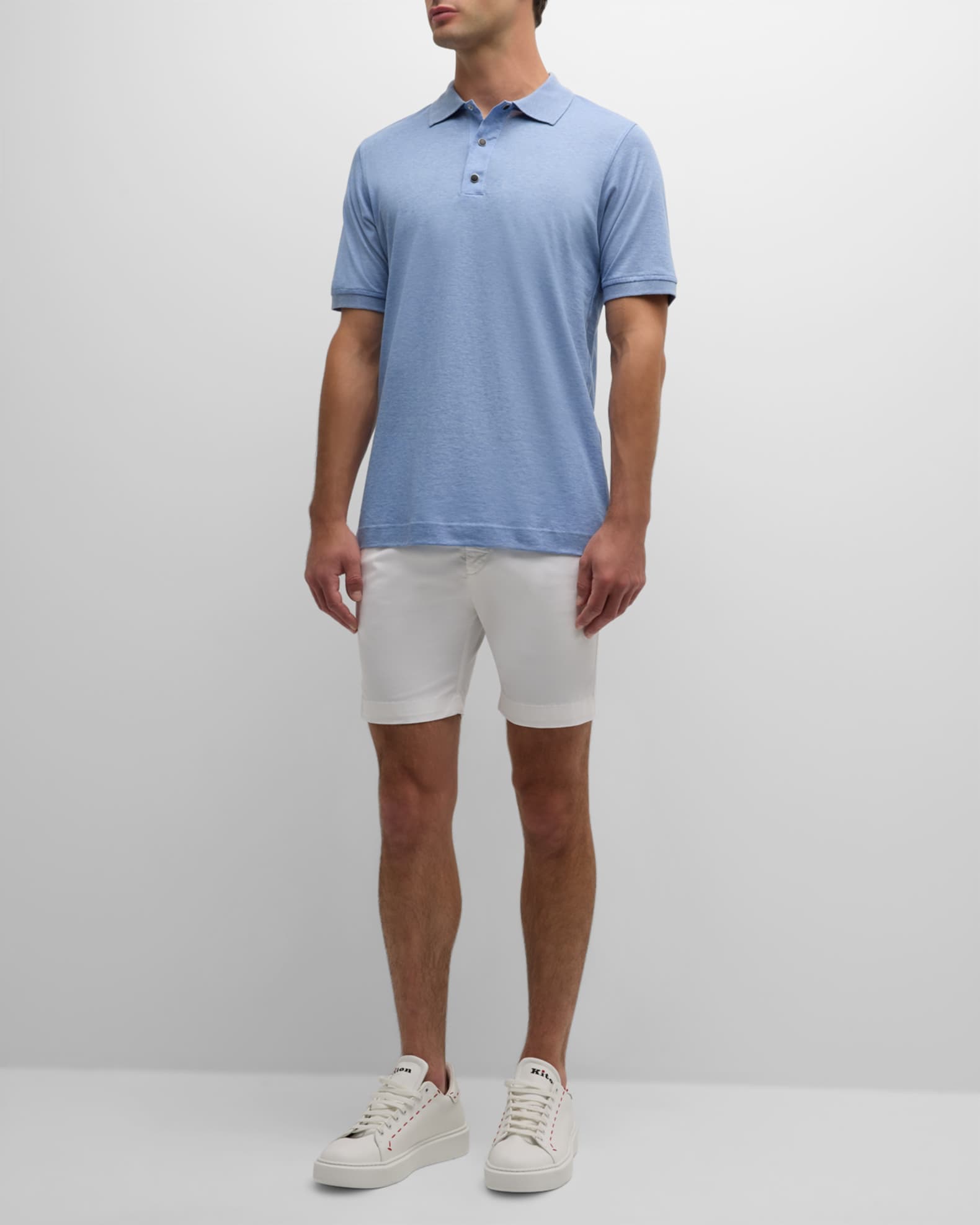 Kiton Men's Heathered Cotton Polo Shirt | Neiman Marcus