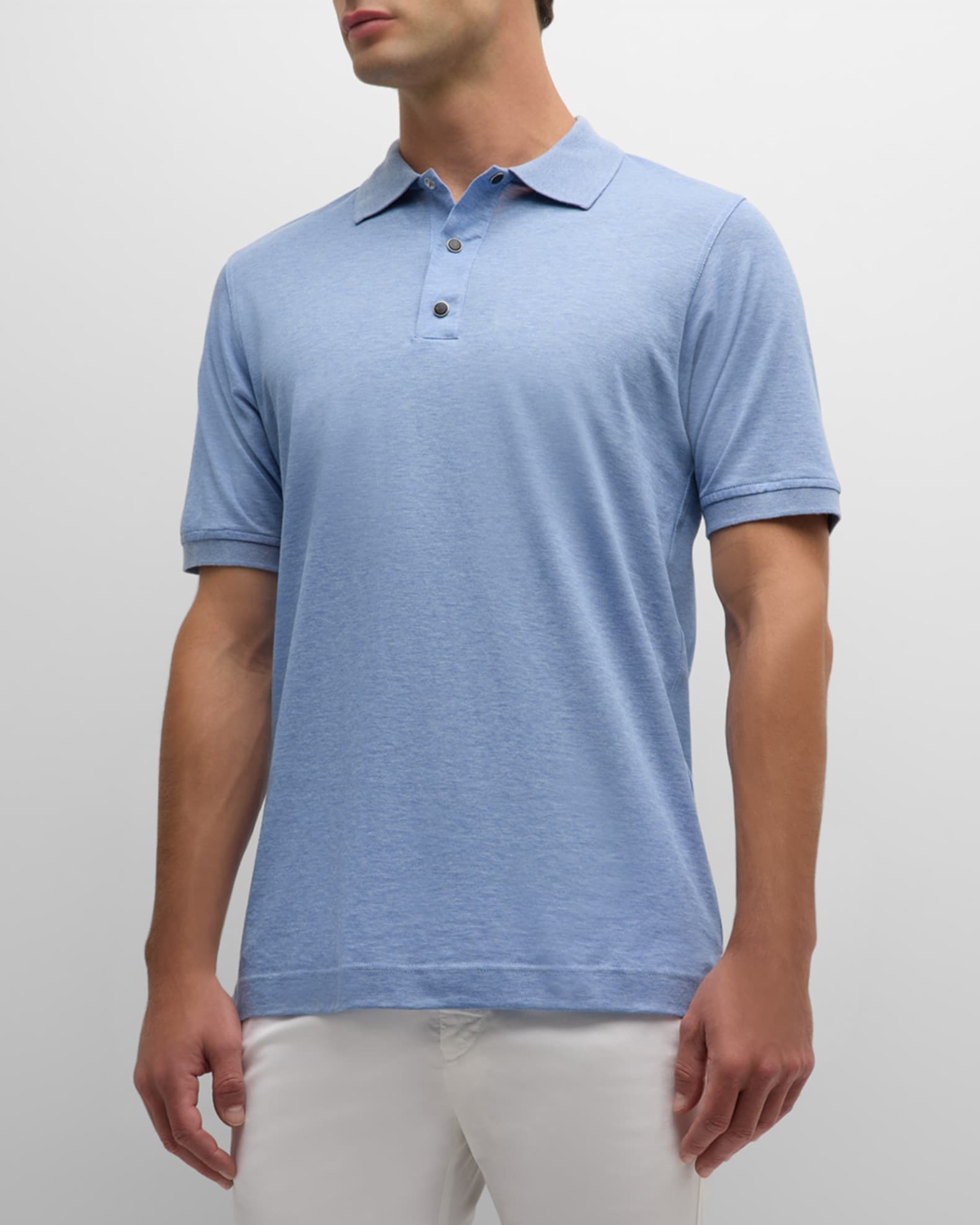 Kiton Men's Heathered Cotton Polo Shirt | Neiman Marcus