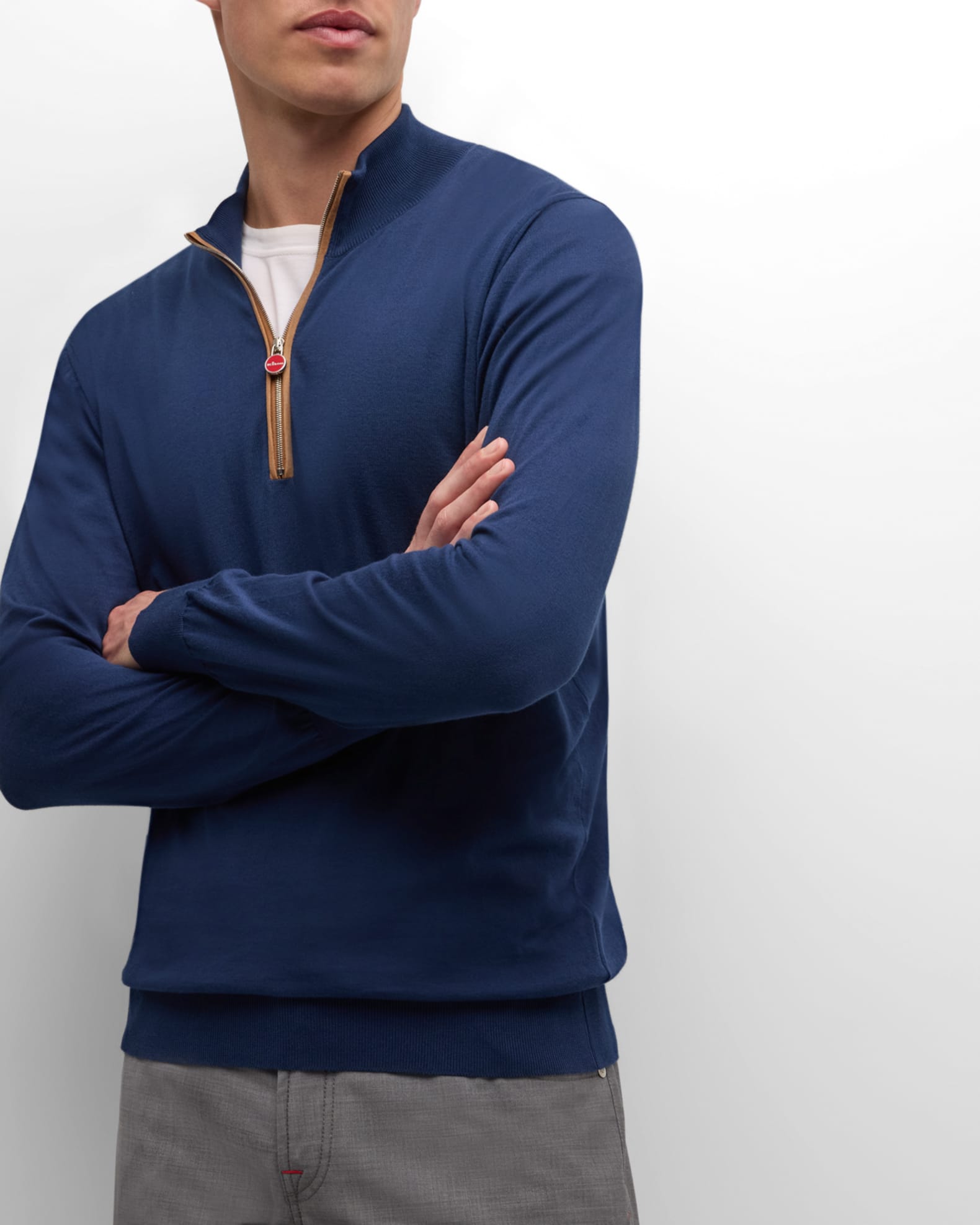 Nautica Maglione Uomo Con Zip 1/4 In Cotone - Deep Anchor Mélange, Taglia S