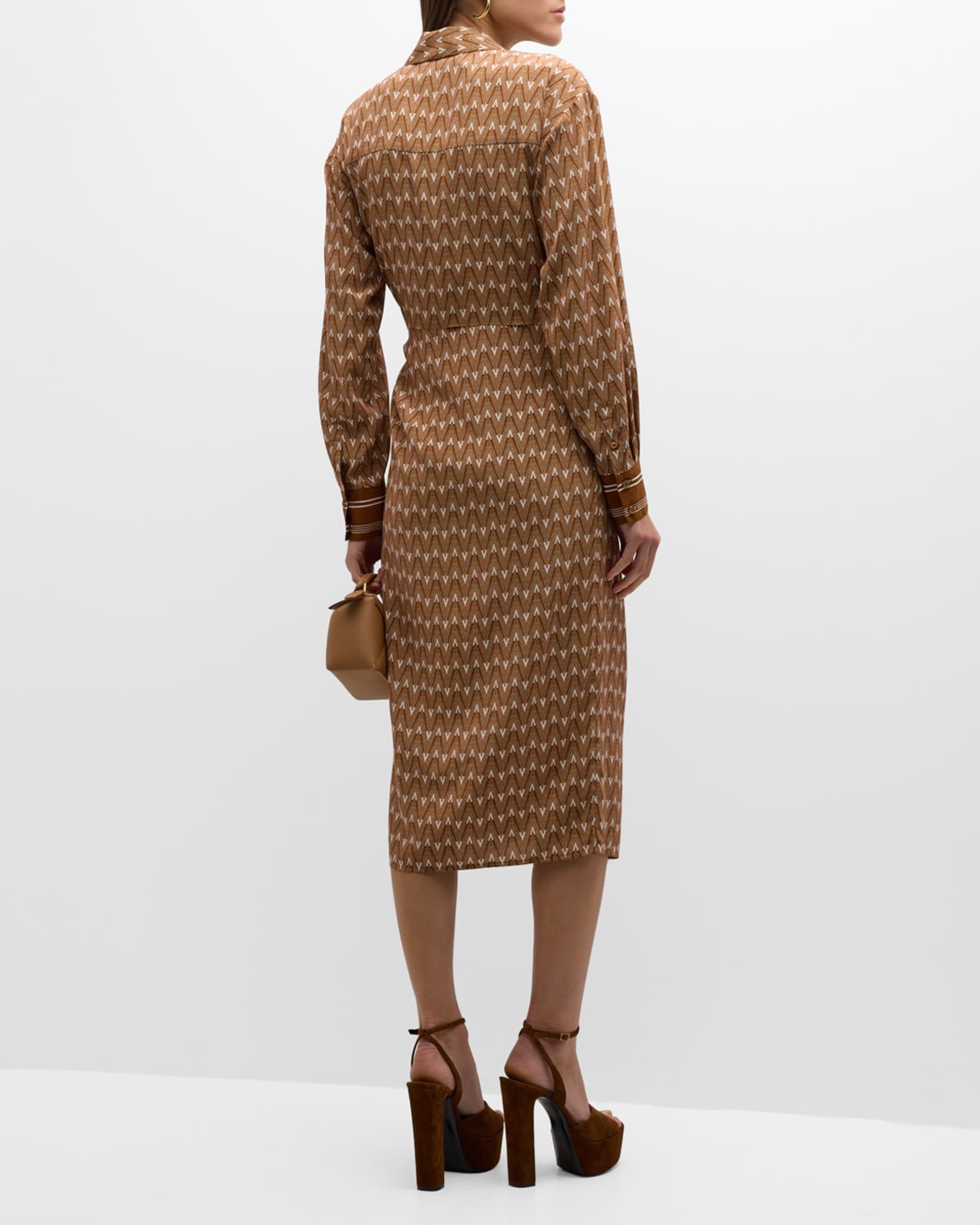 Leopard wrap dress and light brown suede heels, Edit by Lauren