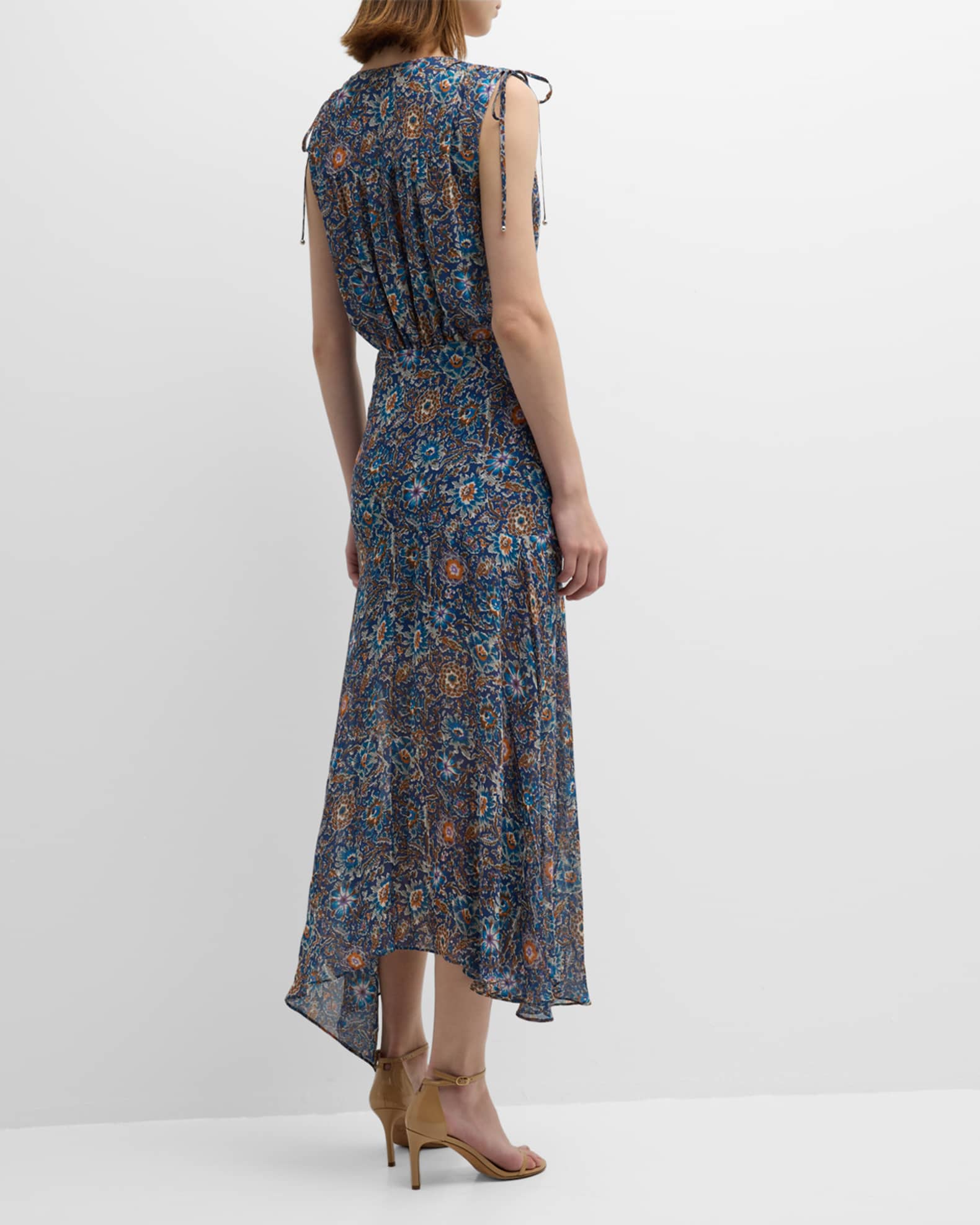 Veronica Beard Dovima Floral Sleeveless A-Line Maxi Dress | Neiman Marcus