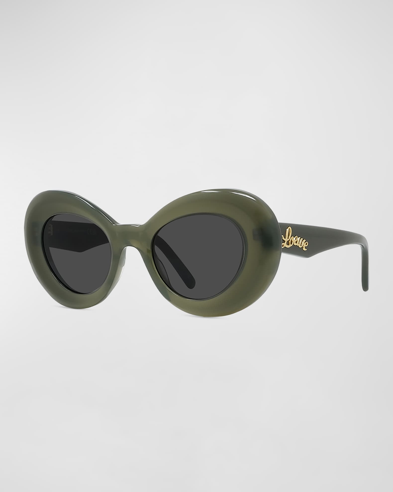 Loewe Curvy 47mm Butterfly Sunglasses in Shiny Dark Green /Smoke