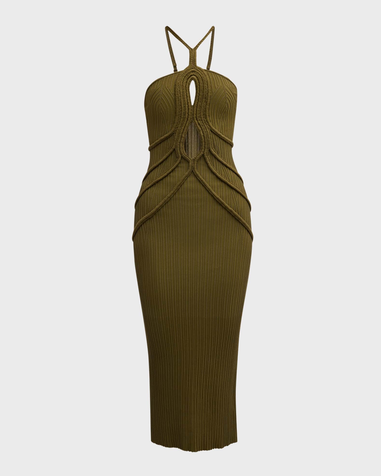 Cult Gaia Avery Corded Cutout Crochet Knit Midi Dress