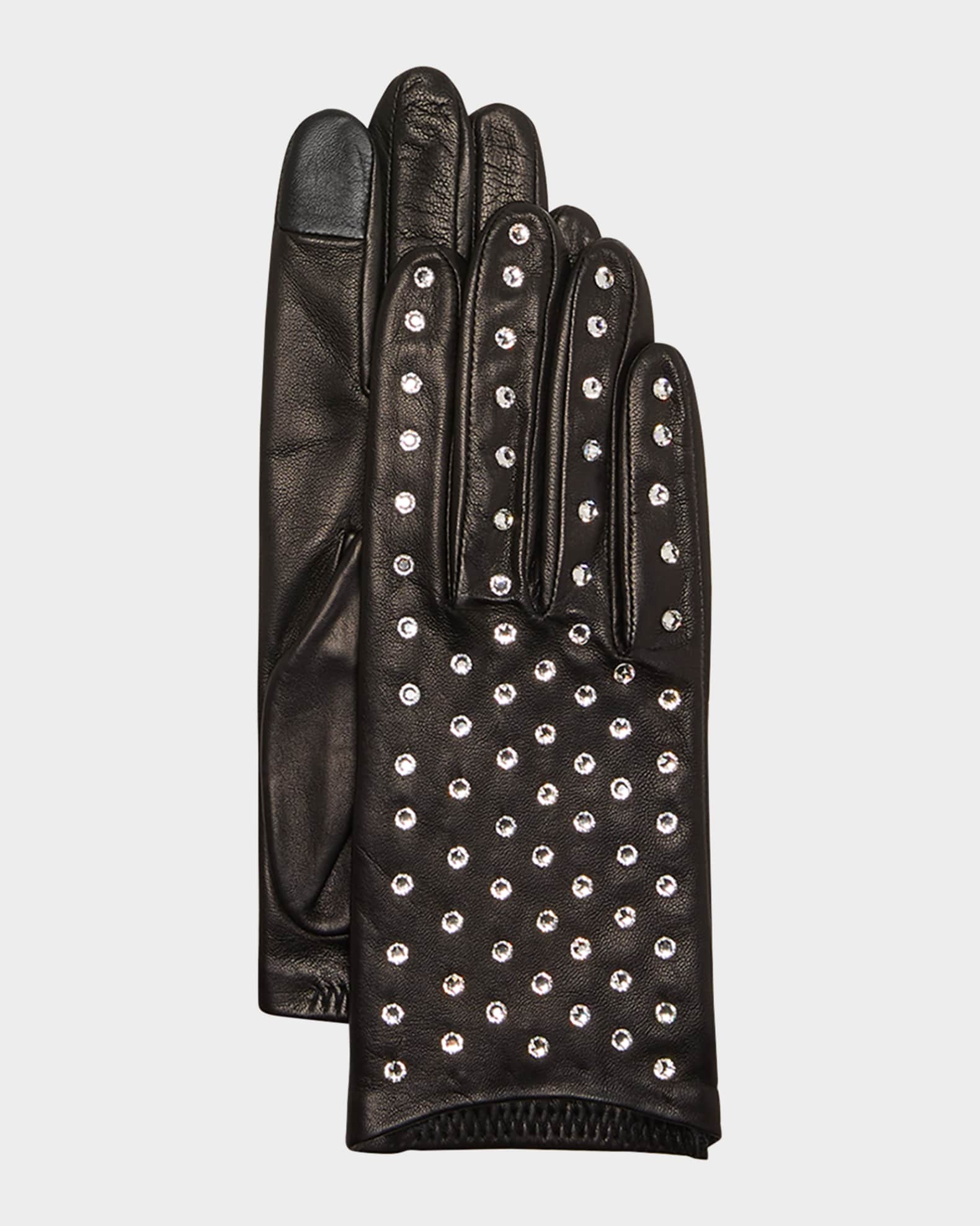 Bejeweled Leather Gloves  0