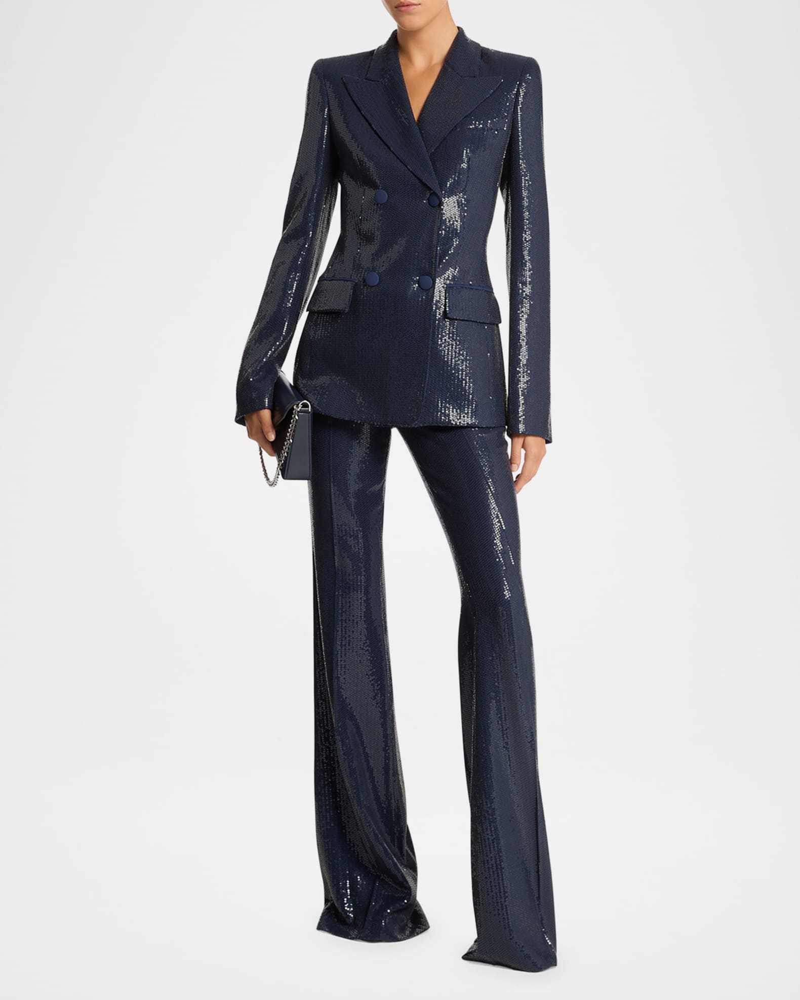 Haylee Sequined Flare Crepe Trousers 1