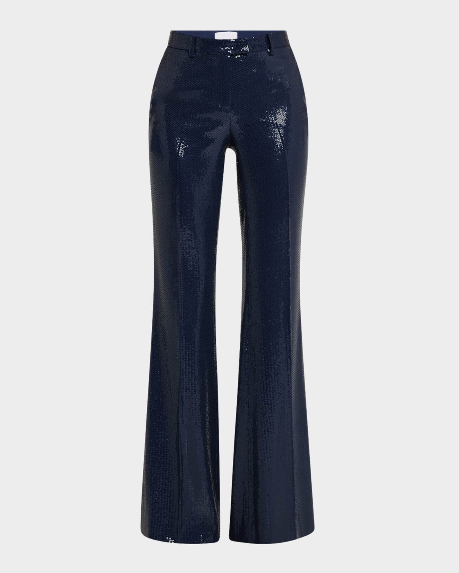 Haylee Sequined Flare Crepe Trousers 0