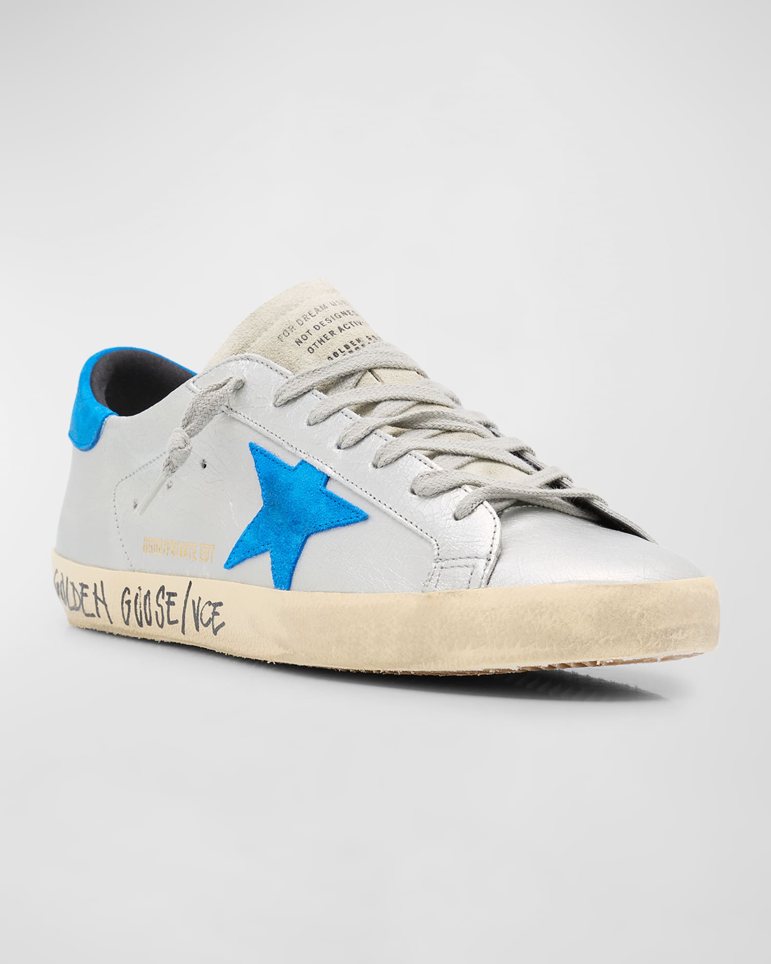 Men's Super-Star Crackled Metallic Low-Top Sneakers