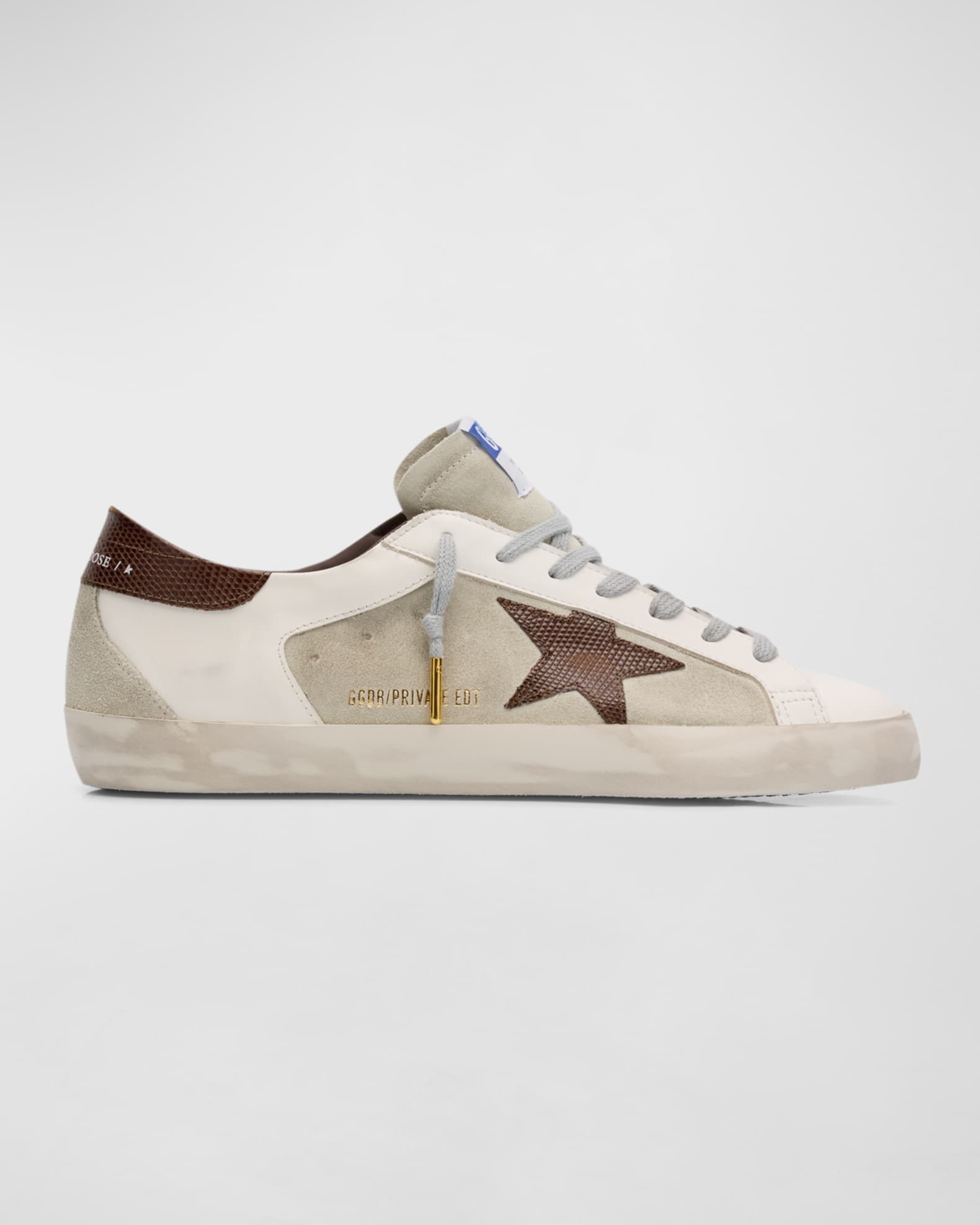 Men's Super-Star Leather Low-Top Sneakers with Lizard-Effect 0