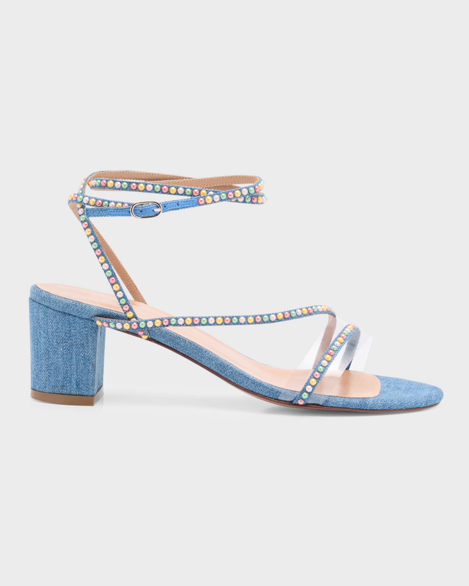 Andrea Wazen Dassy Multi Stone Ankle-Strap Sandals