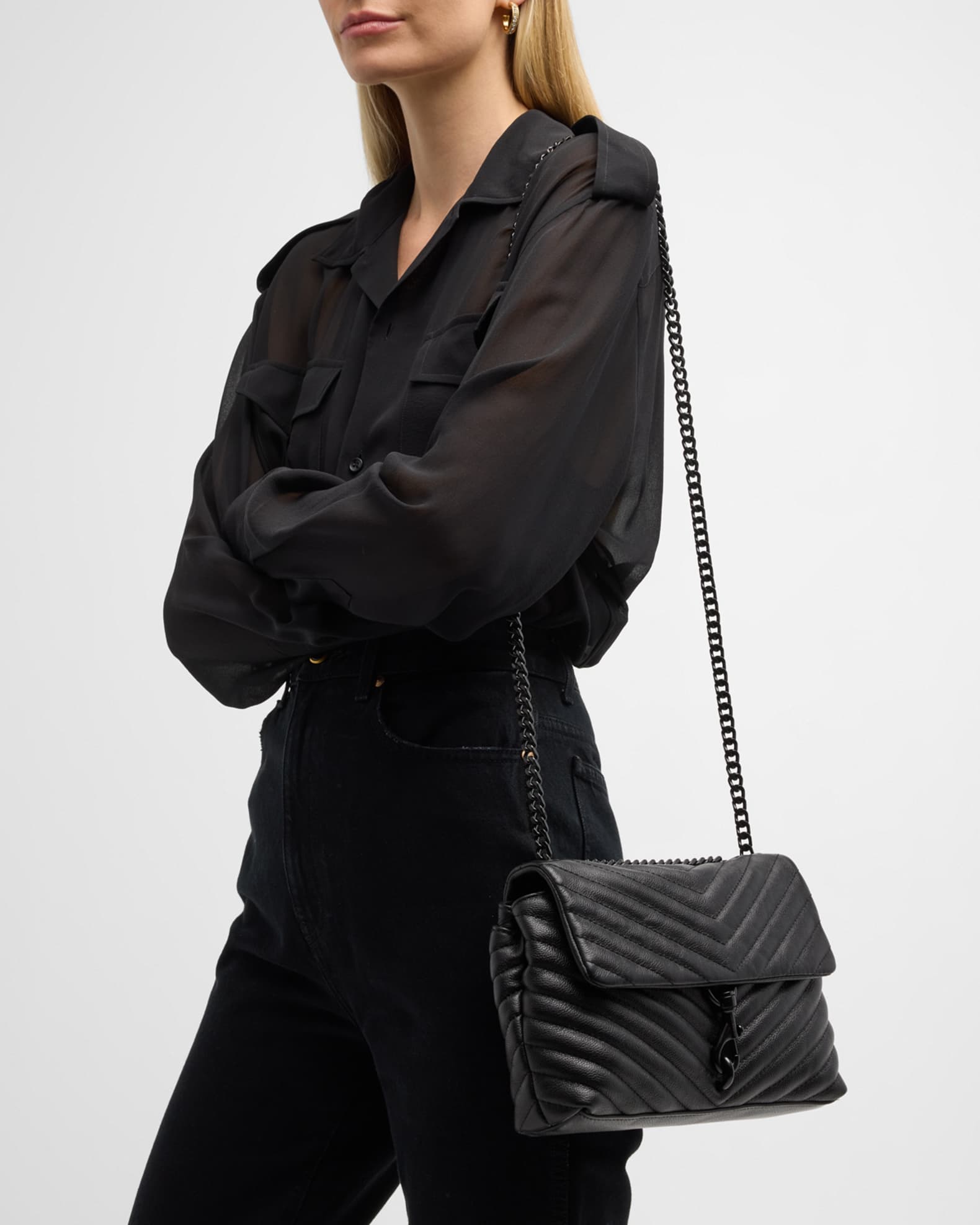Rebecca Minkoff Edie Medium Quilted Chain Crossbody Bag | Neiman Marcus