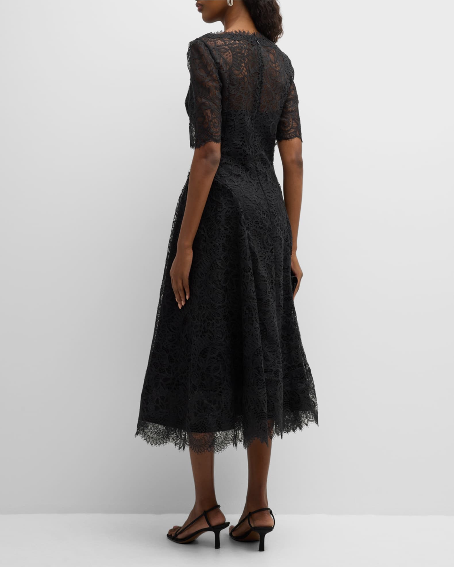 Rickie Freeman for Teri Jon A-Line Scalloped Lace Midi Dress | Neiman ...