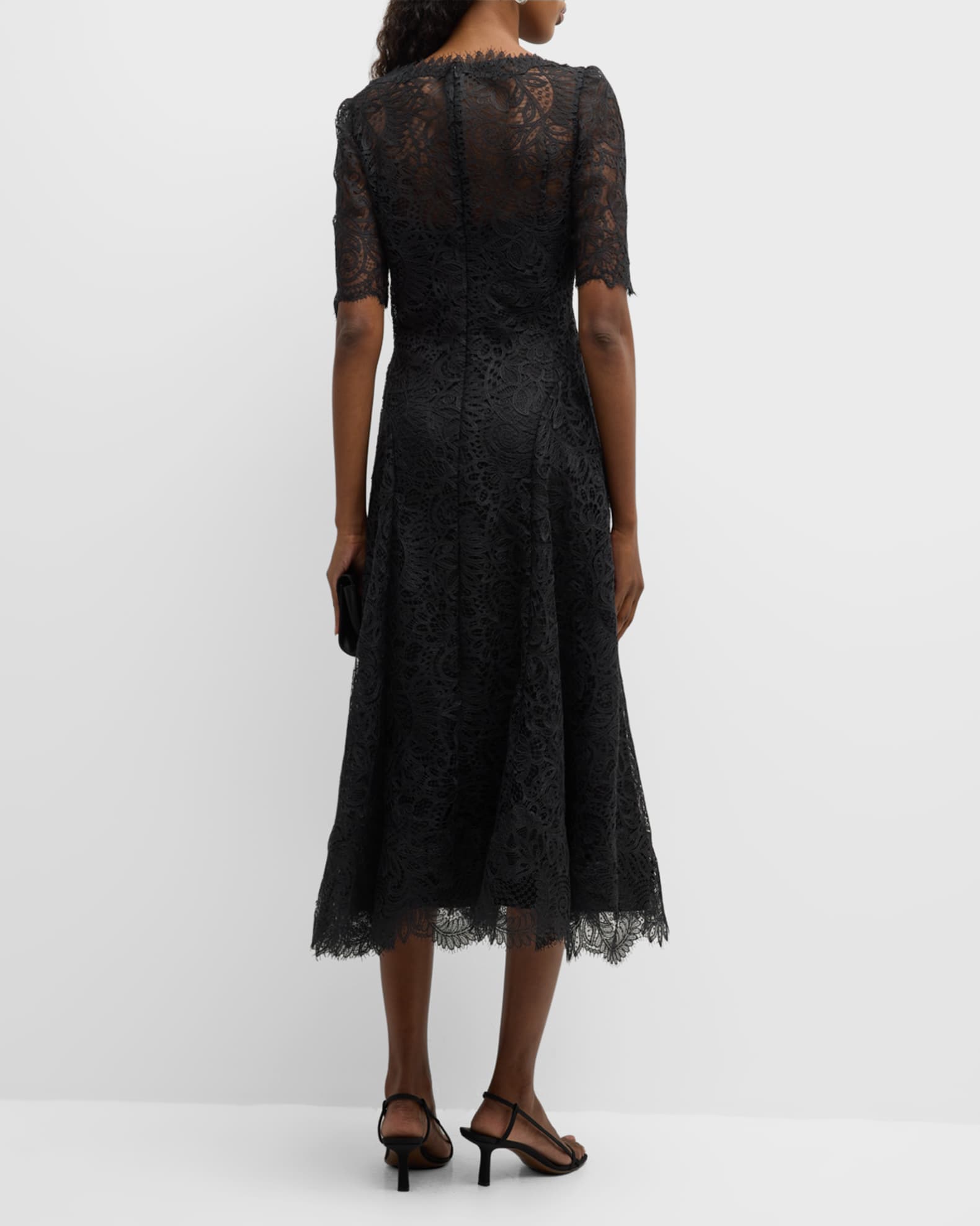 Rickie Freeman for Teri Jon A-Line Scalloped Lace Midi Dress | Neiman ...