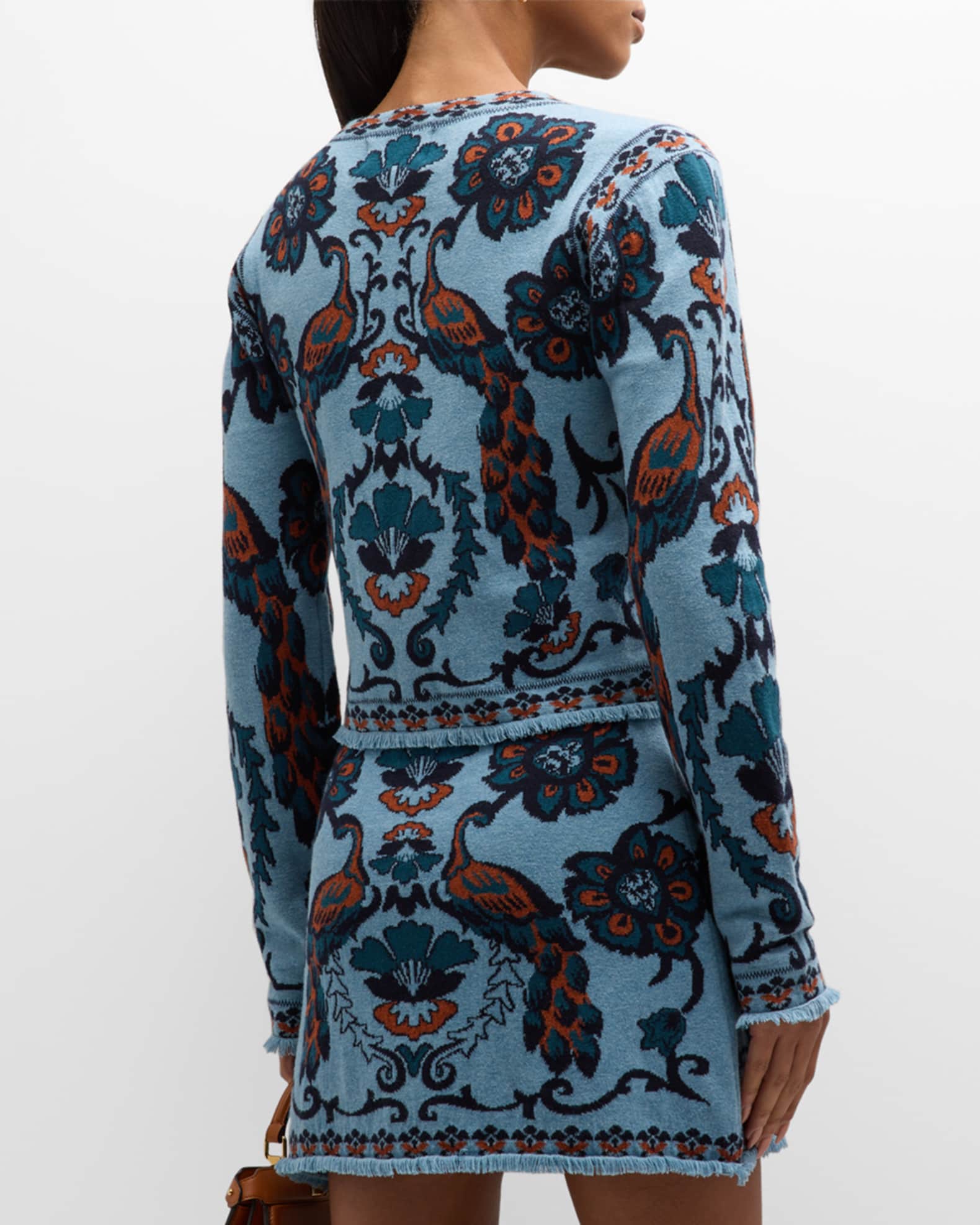 Cara Cara Livi Peacock Jacquard Wool-Blend Jacket | Neiman Marcus