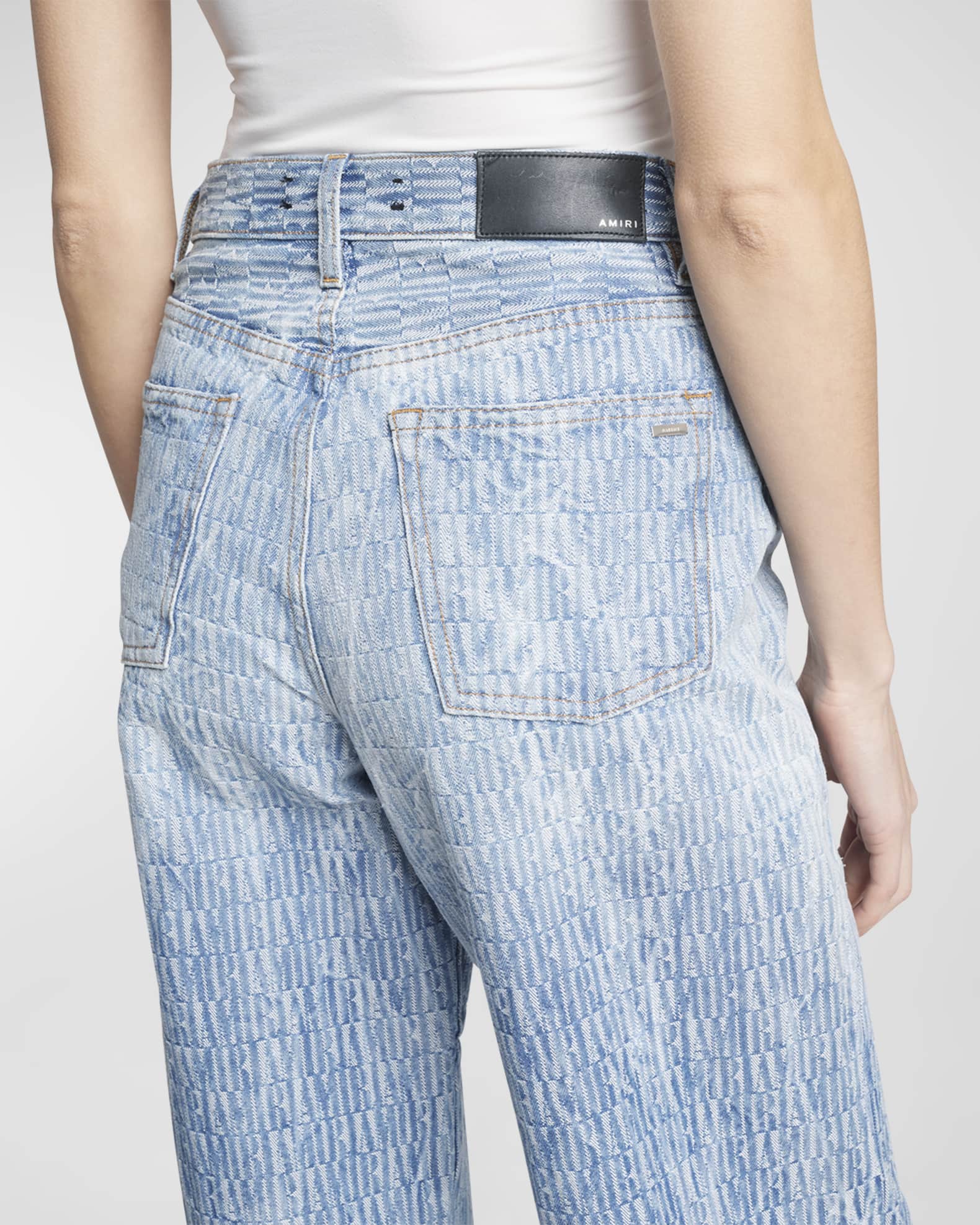 Straight-Leg Logo-Jacquard Jeans