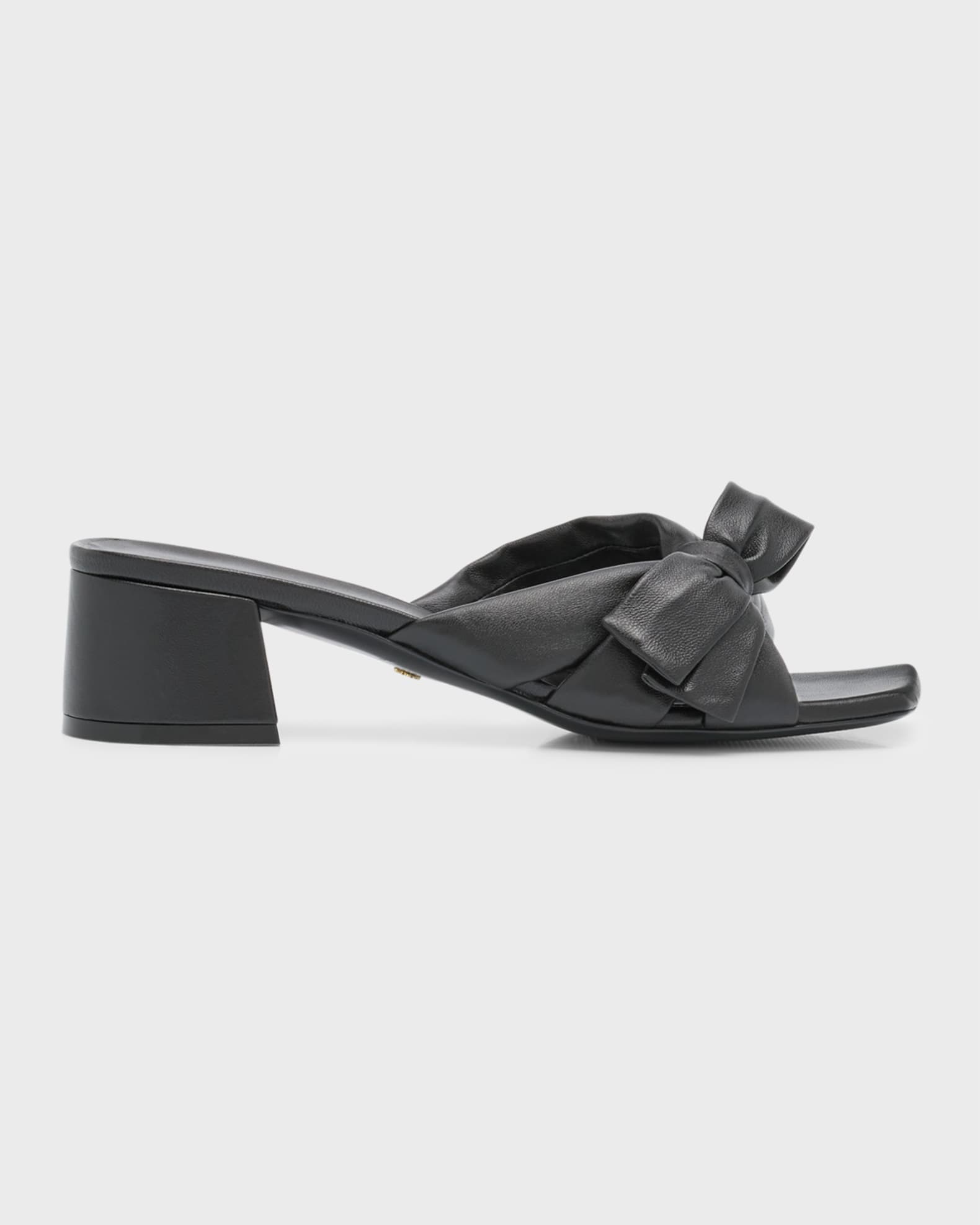 CC HEEL MULES 25S IN BLACK AND BEIGE LAMBSKIN WITH BOW
