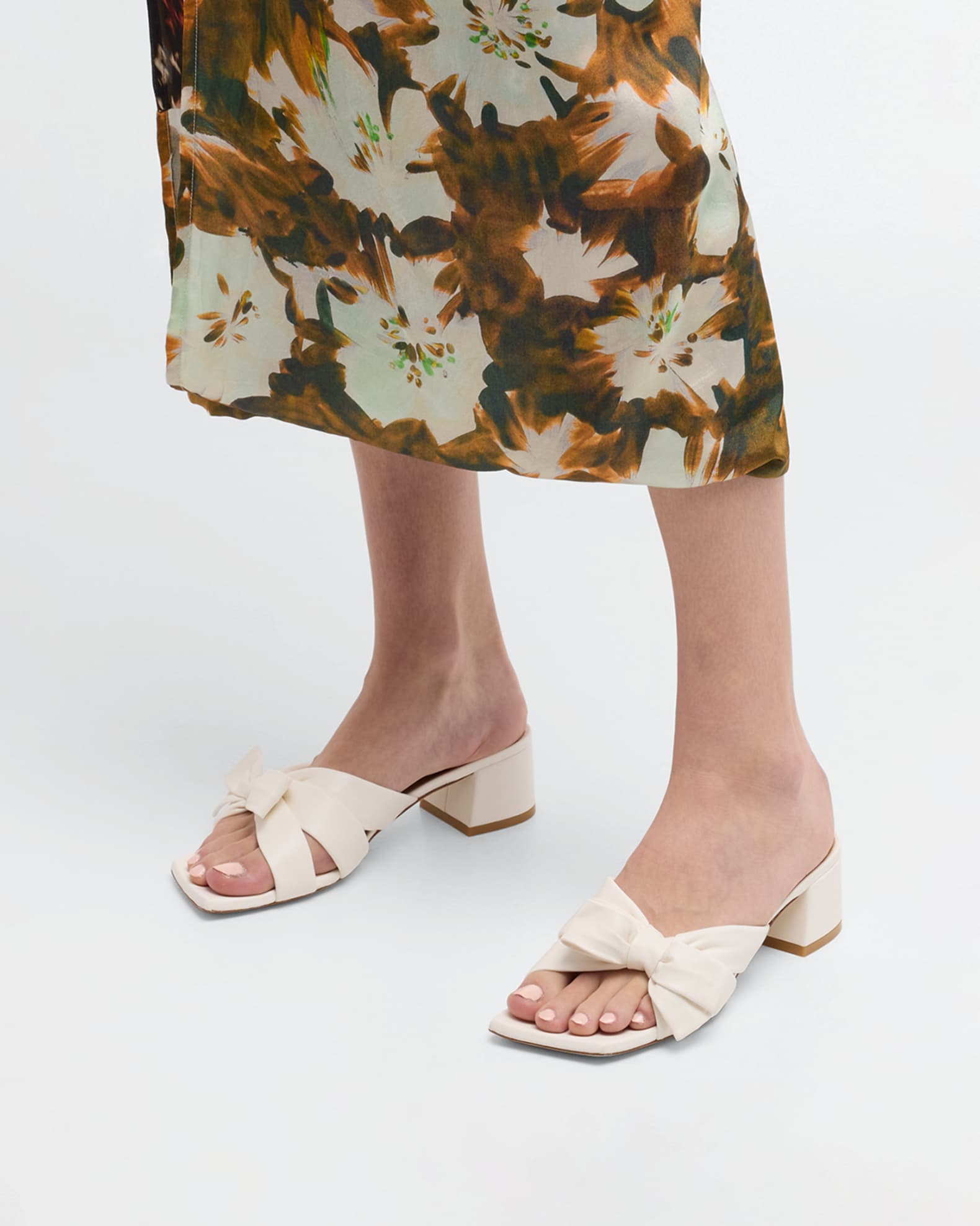 Stuart Weitzman Sofia Lambskin Bow Mule Sandals Neiman Marcus