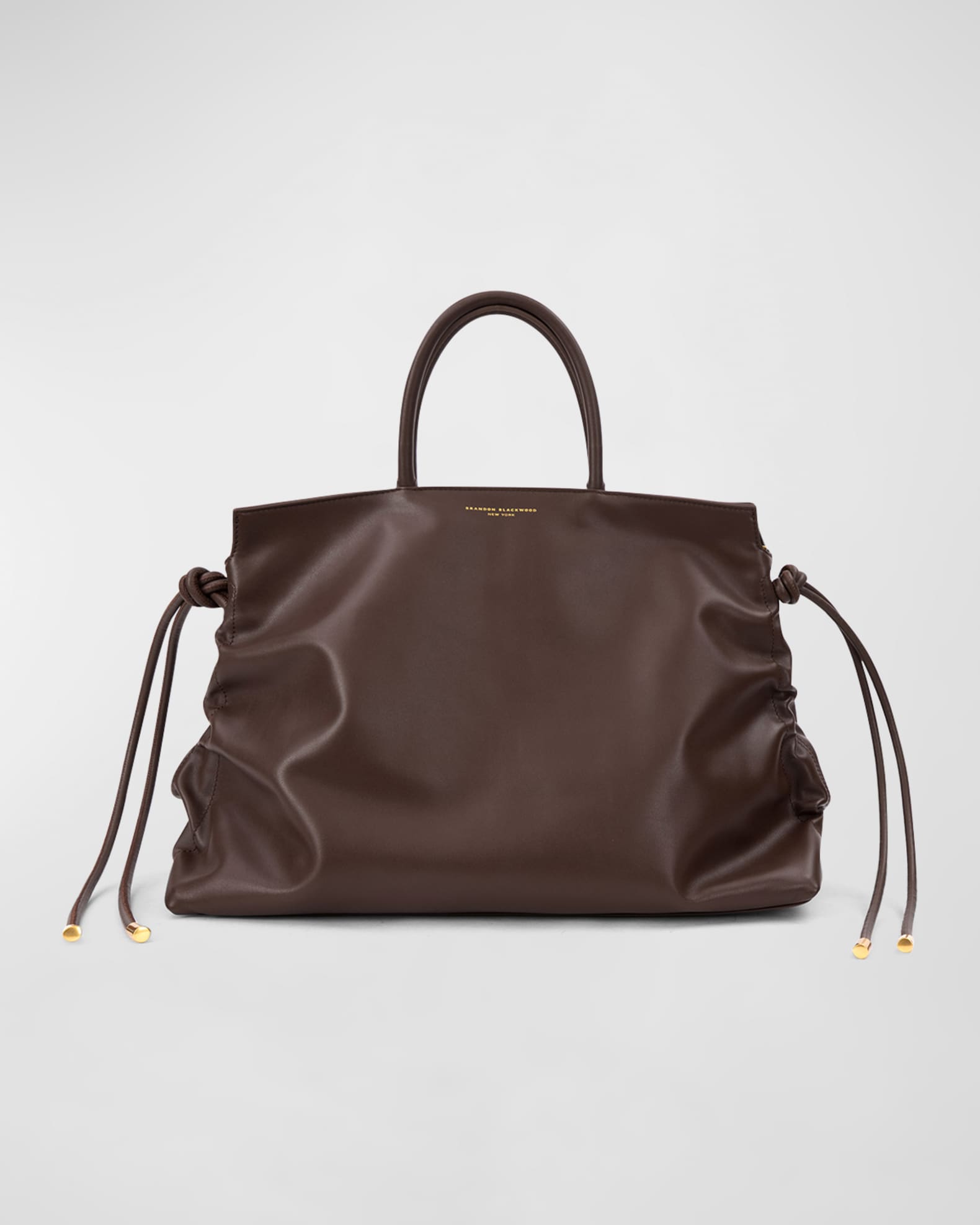 Brandon Blackwood Rouched Zip Leather Tote Bag | Neiman Marcus