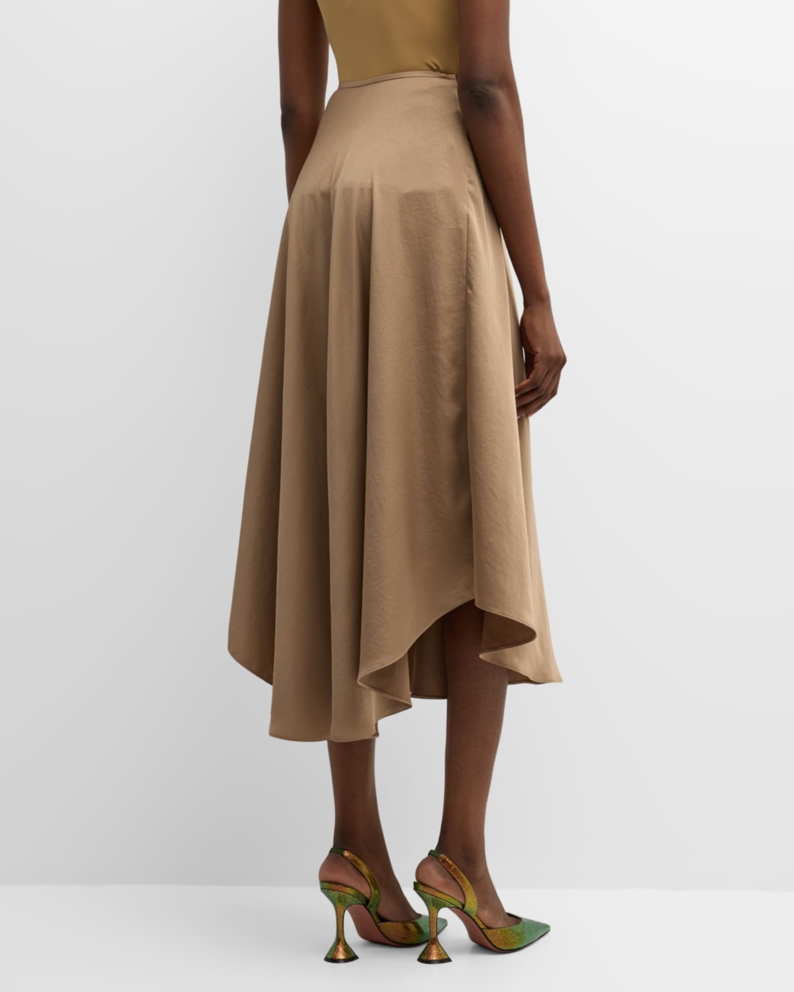 Satin handkerchief cheap midi skirt