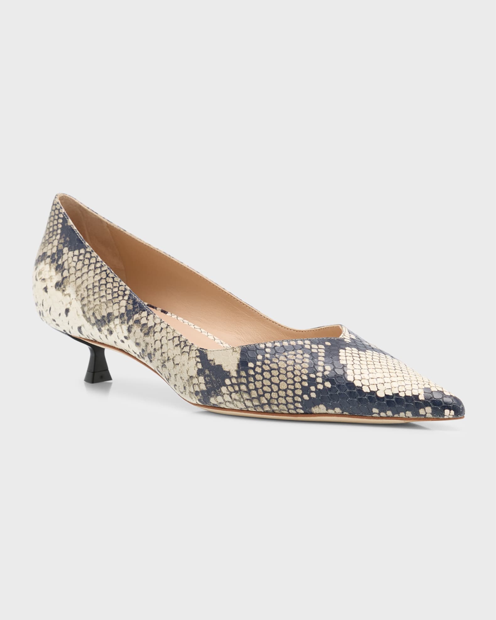 Stuart Weitzman Eva Embossed Kitten Heel Pumps Neiman Marcus