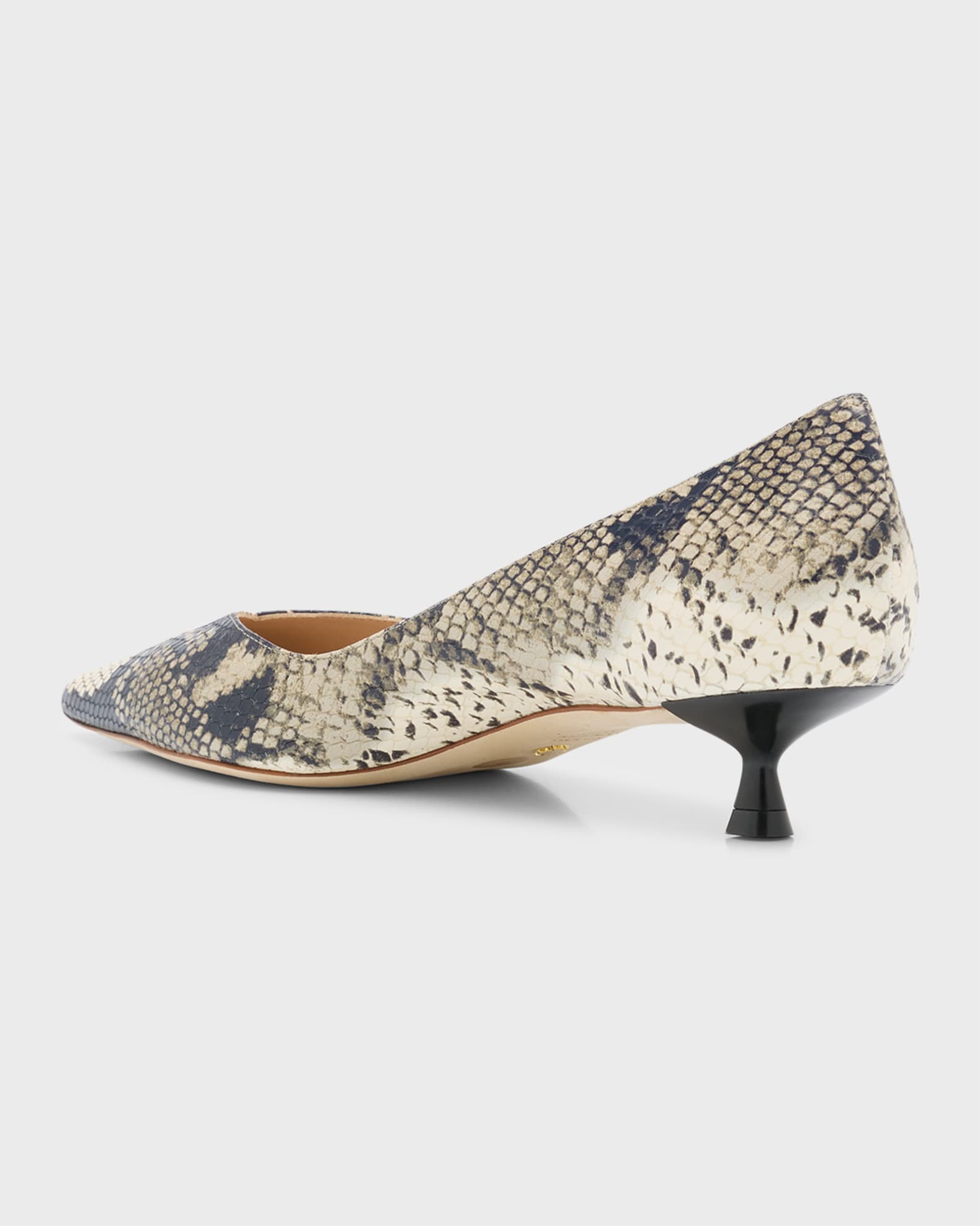 Stuart Weitzman Eva Embossed Kitten-Heel Pumps | Neiman Marcus