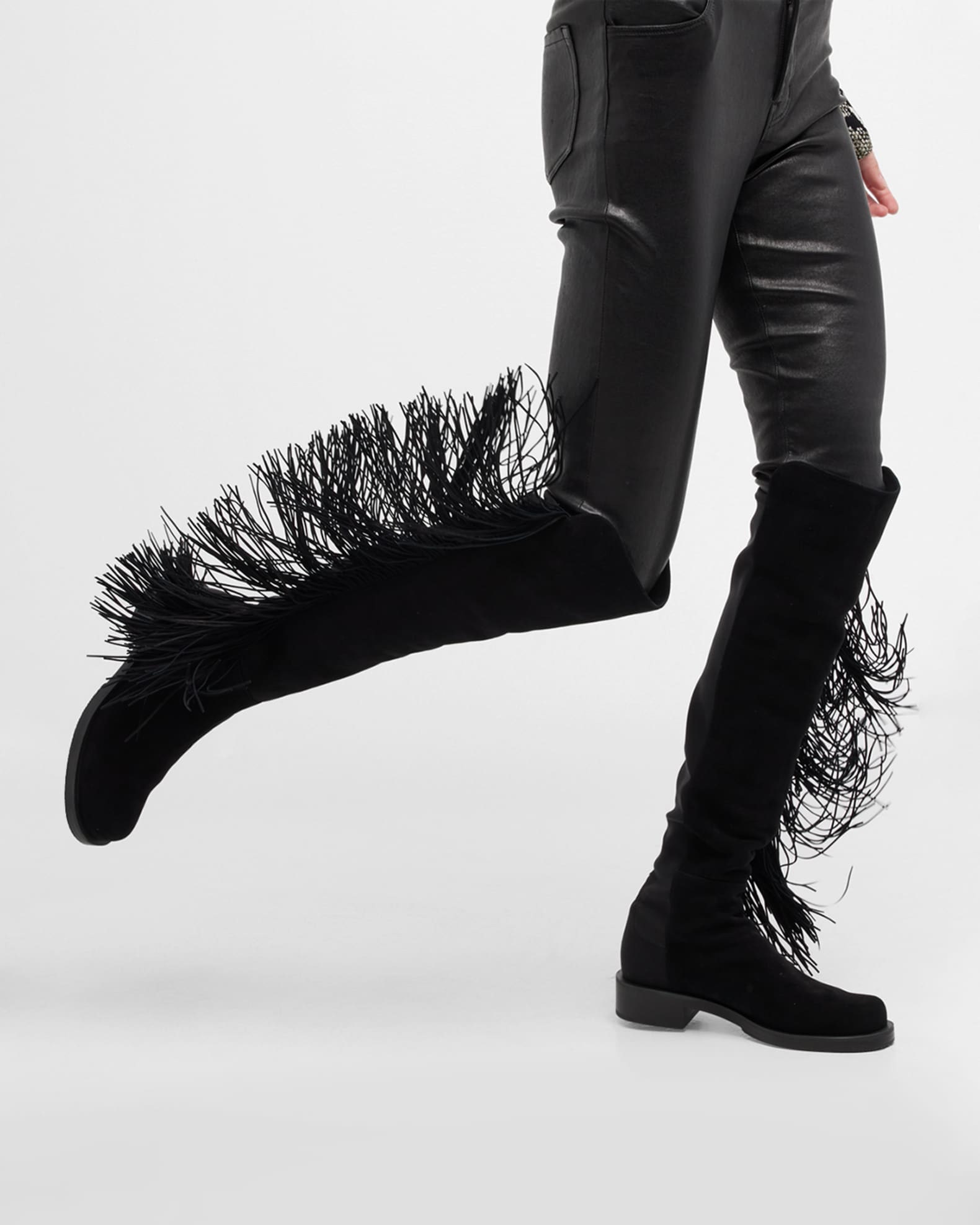 5050 Suede Fringe Over The Knee Boots