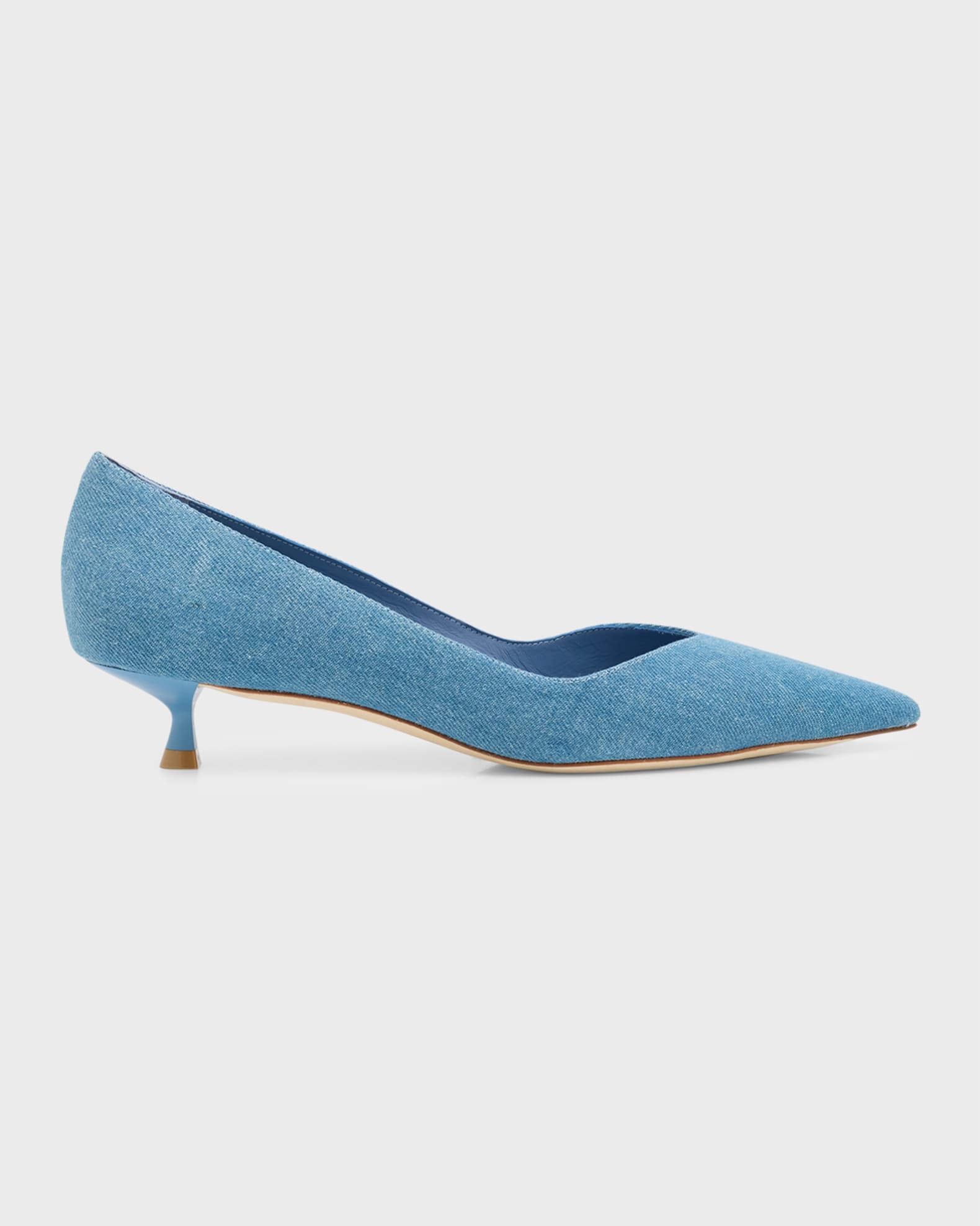 Eva Denim Kitten Heel Pumps