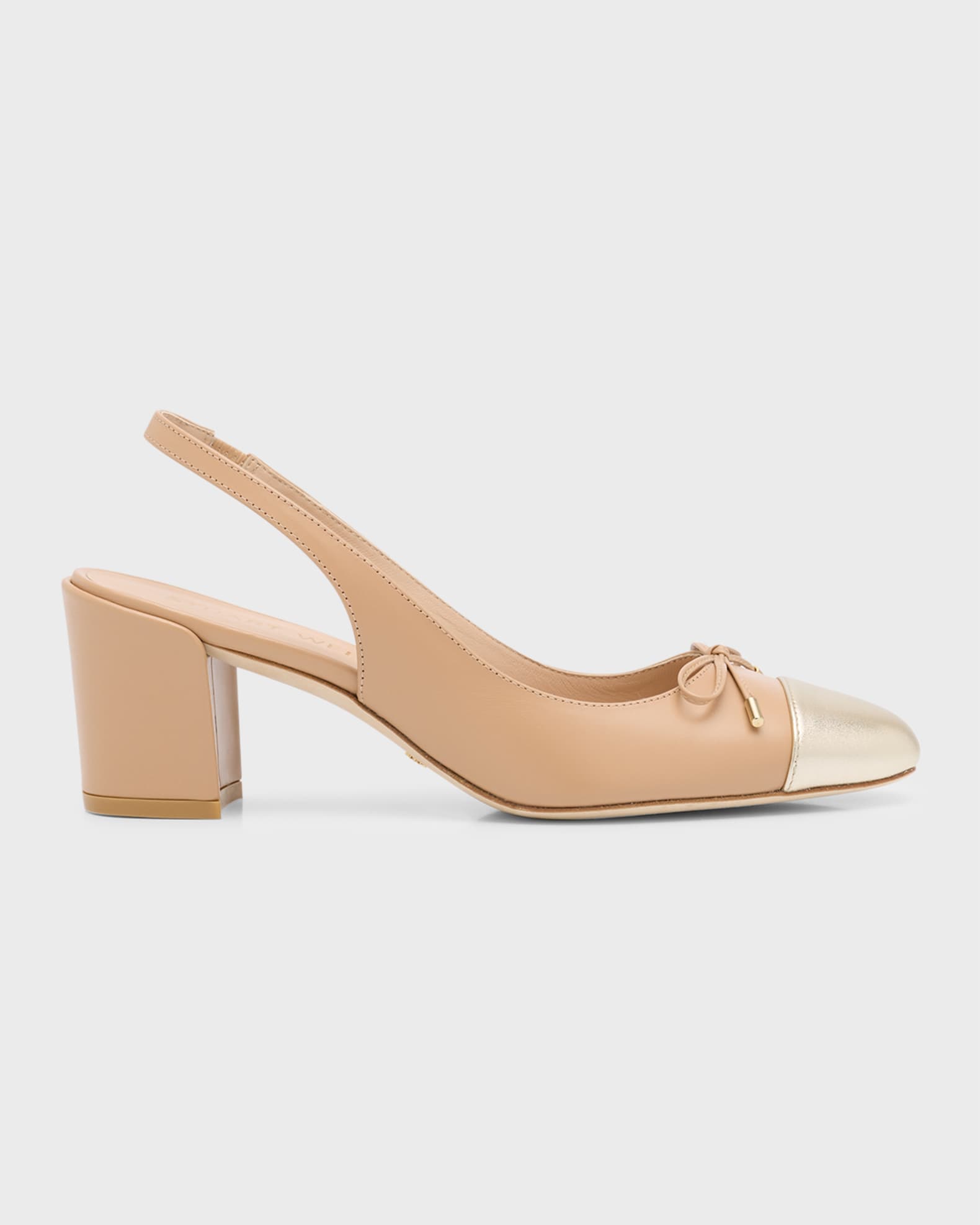 Stuart Weitzman Sleek Mixed Leather Bow Slingback Pumps | Neiman Marcus