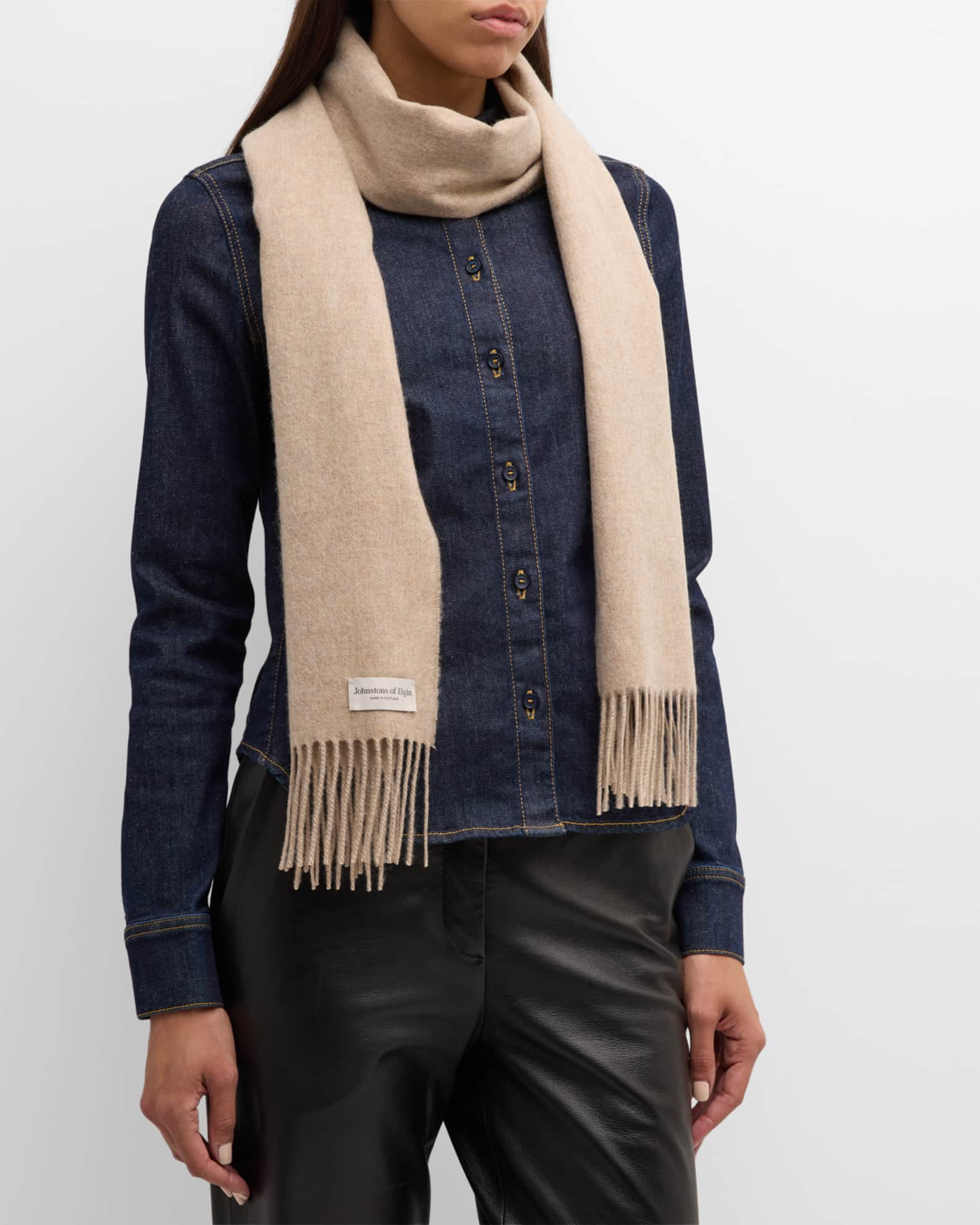 ファッション姫 通販 Cashmere Beige Wide Elgin Of Johnstons Fringe Neiman | Scarf 小物