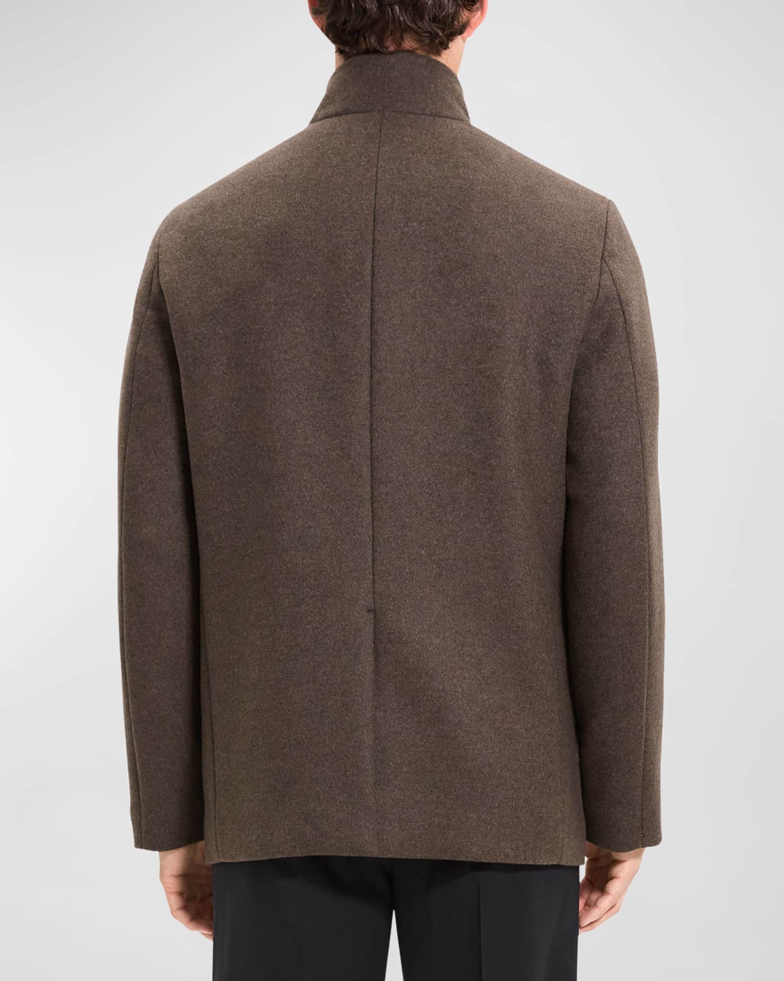 Theory Men's Clarence Concealed-Zip Overcoat | Neiman Marcus