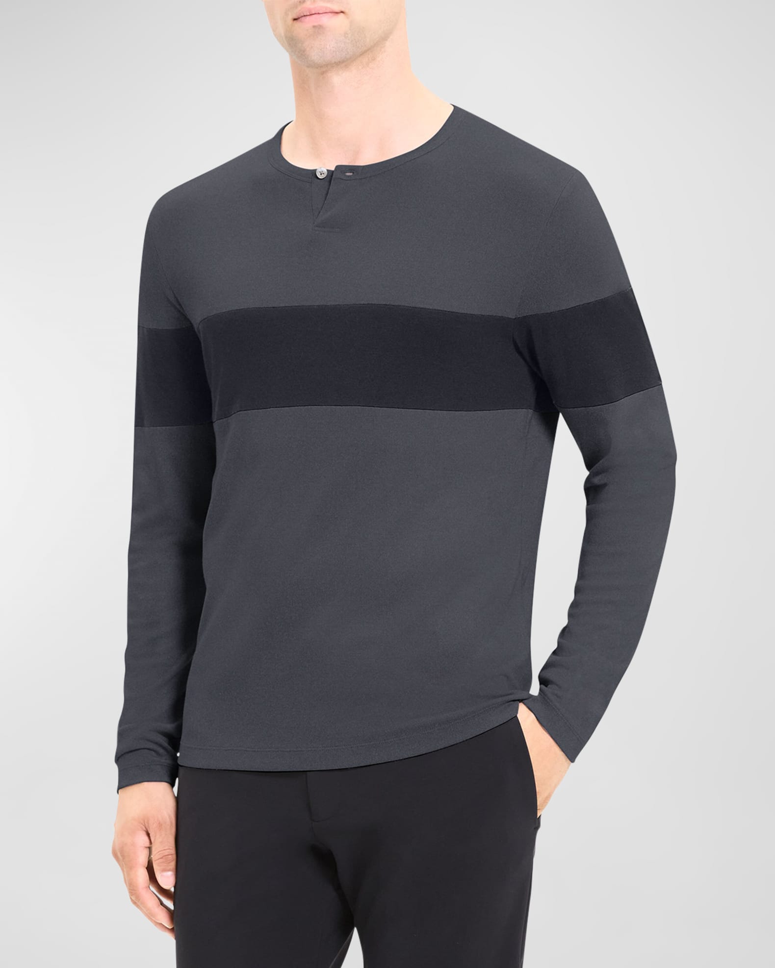 Men's Contrast Stripe Henley T-Shirt